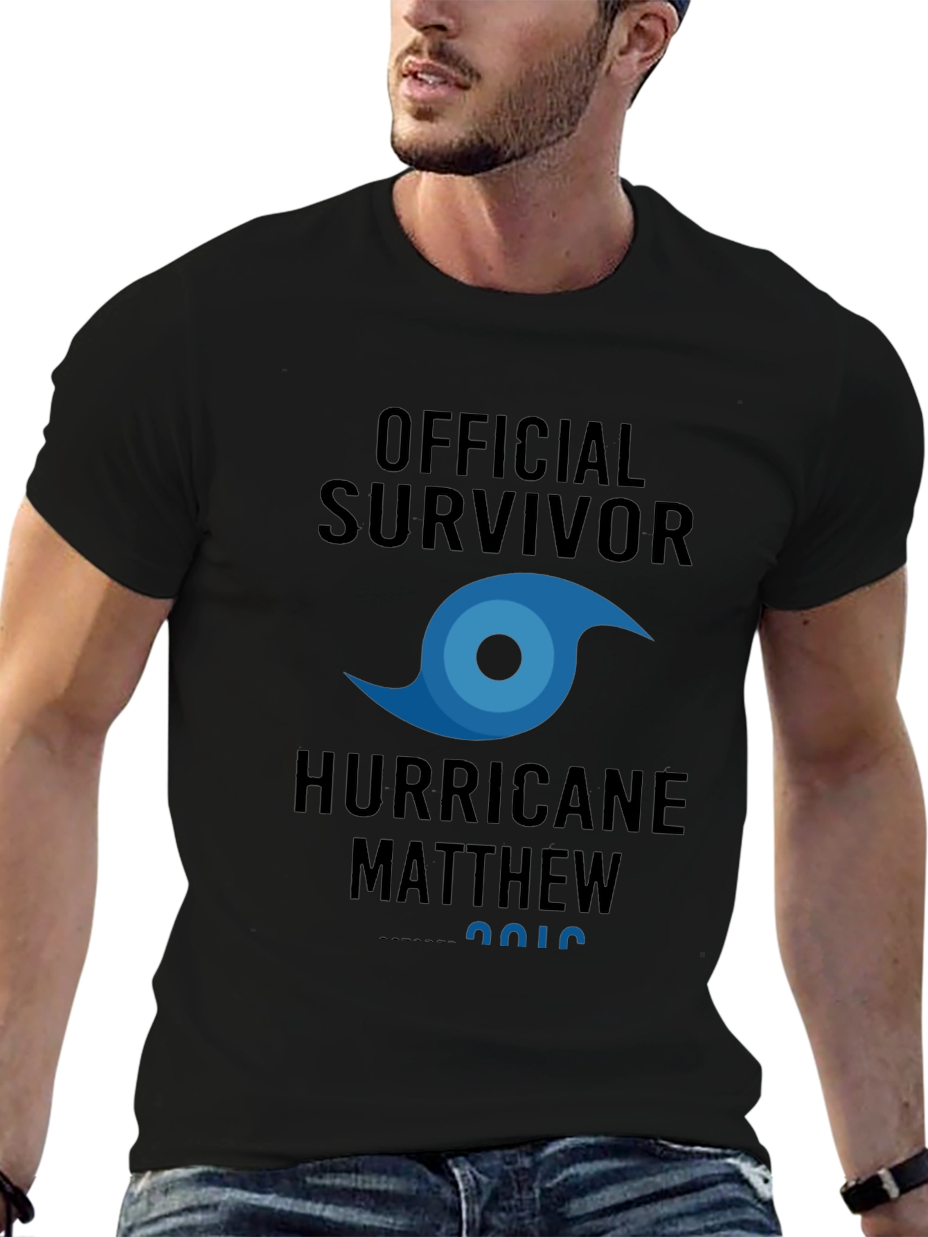 Black Official Survivor Hurricane Matthew T-Shirt view 6