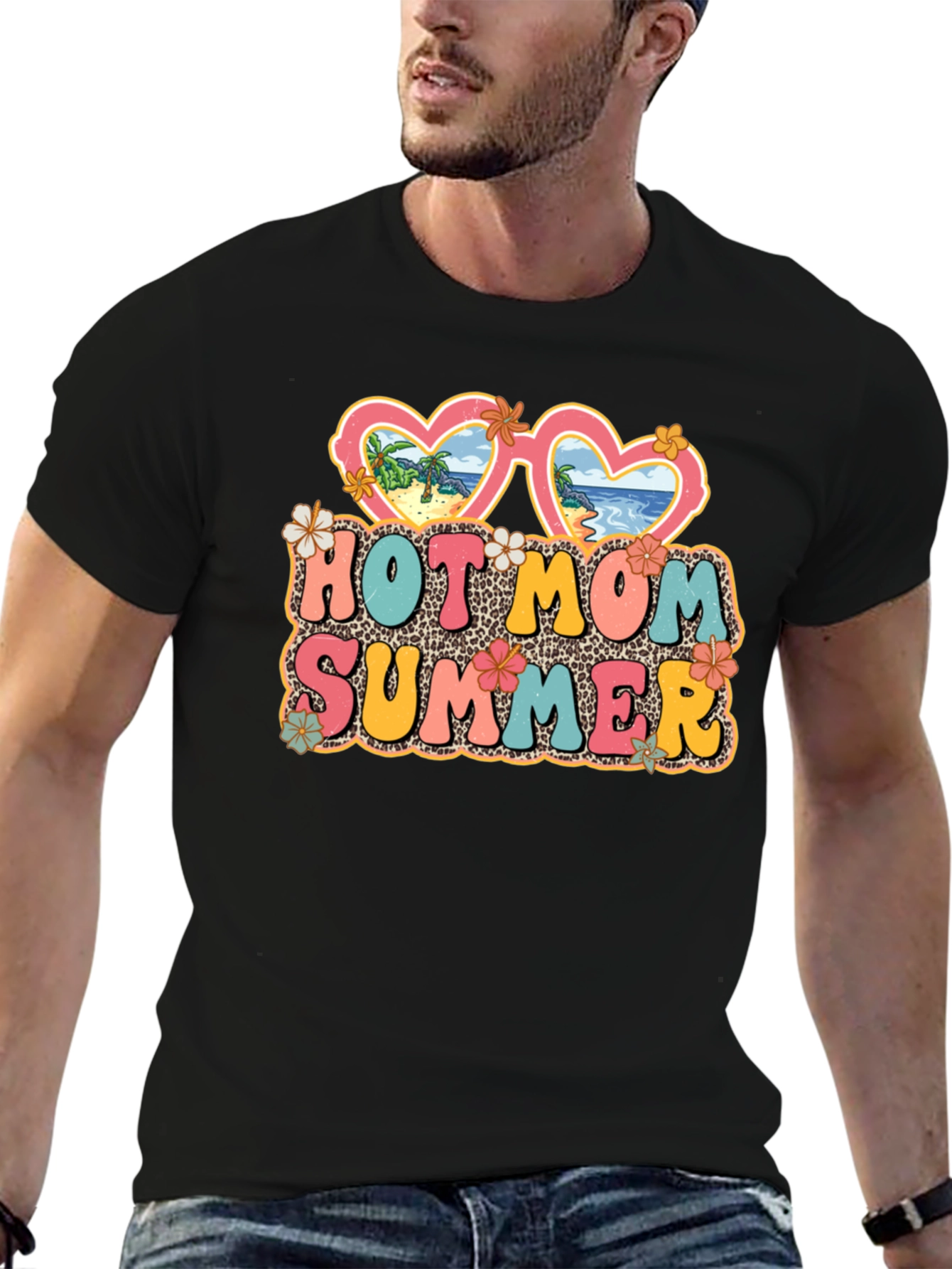 Black Hot Mom Summer Graphic T-Shirt, Unisex view 6