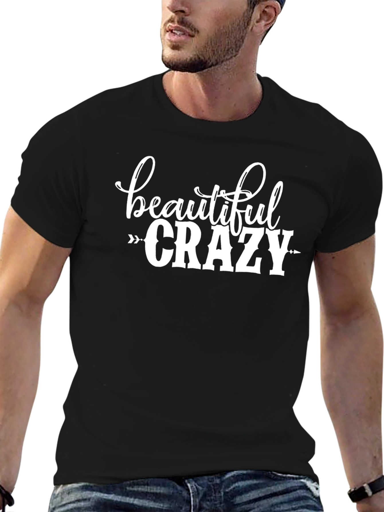 Black Beautiful Crazy Graphic Tee - Black T-Shirt view 6