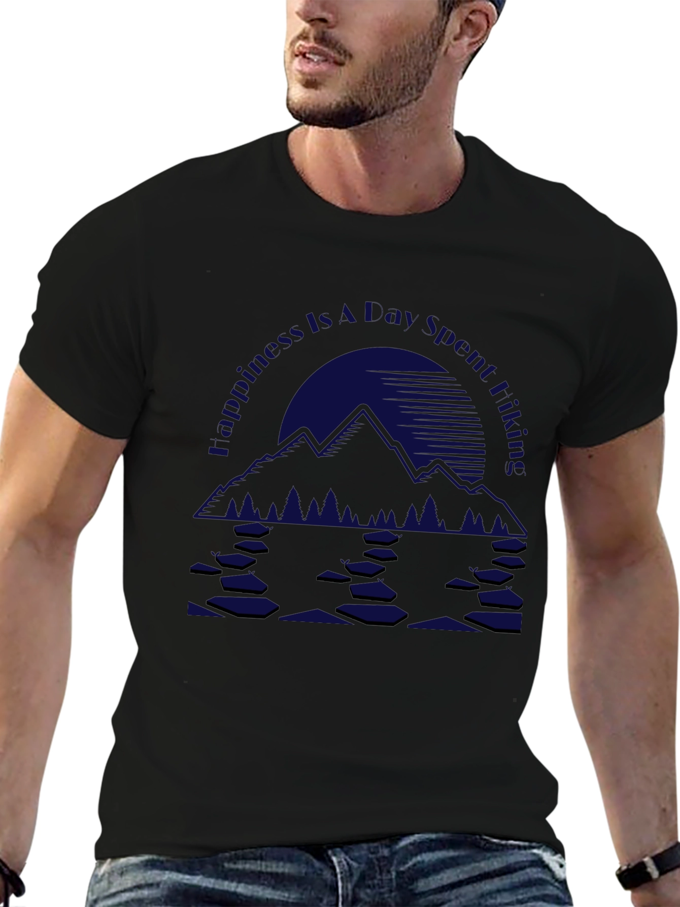 Black Mountain Hiking Graphic Tee - Nature Adventure Shirt view 6