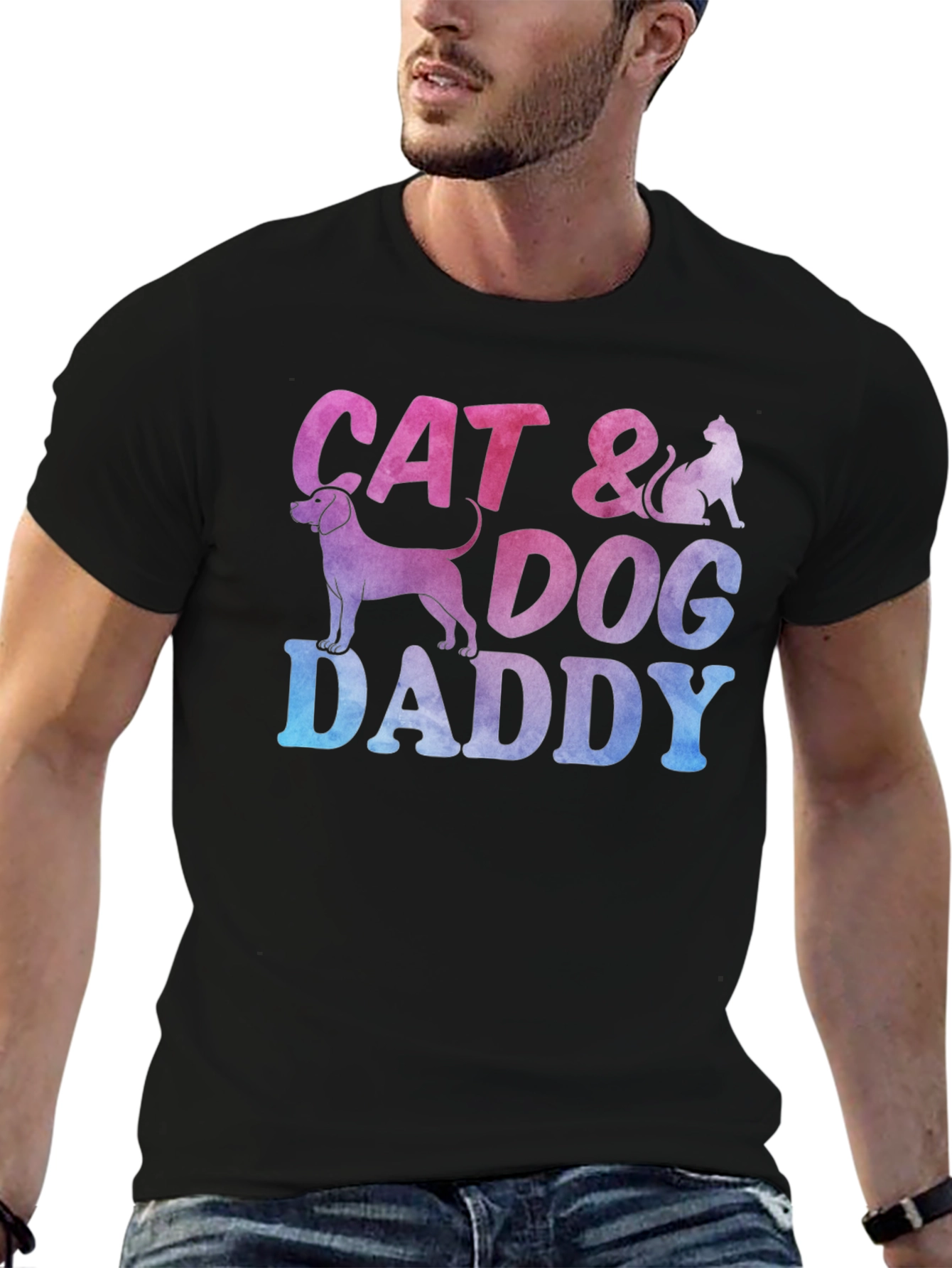 Cat & Dog Daddy Graphic Tee - Pet Lover Shirt - 6