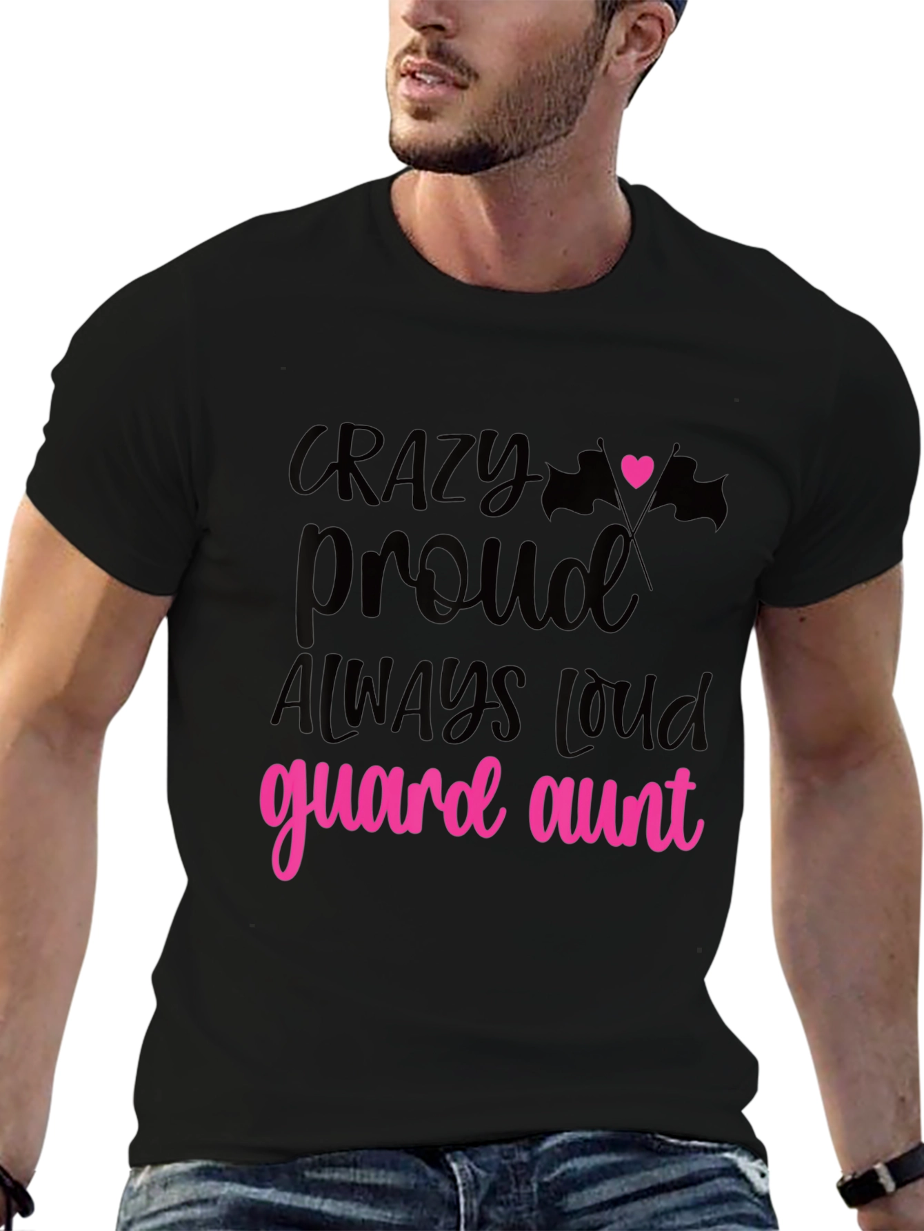 Black Crazy Proud Guard Aunt T-Shirt view 6
