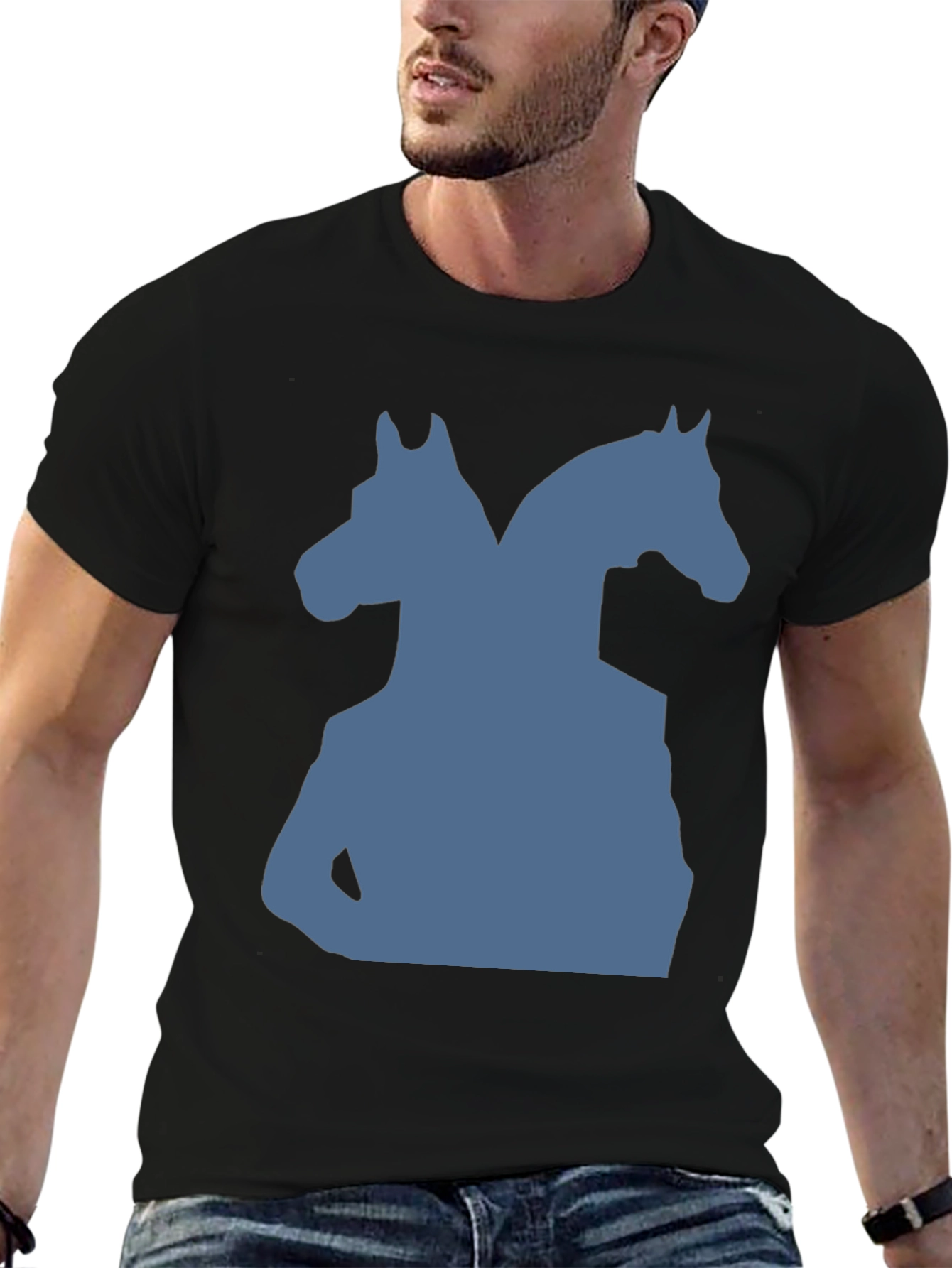 Black Two-Headed Horse Graphic Tee - Black view 6