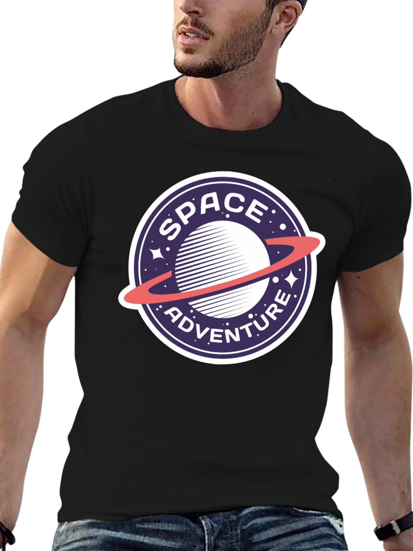 Black Space Adventure Graphic Tee - Cool & Comfy T-Shirt view 6