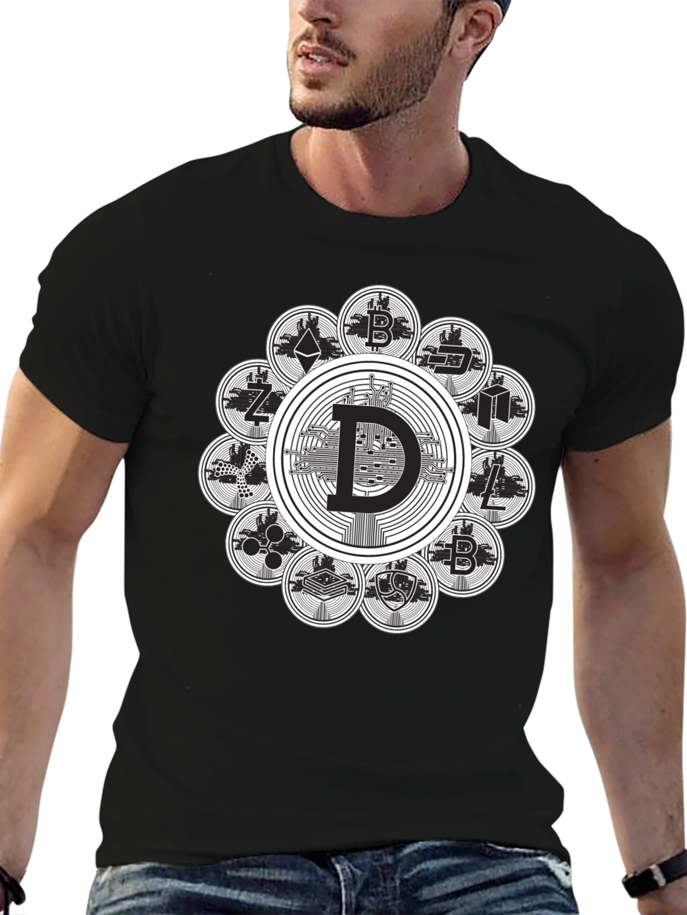 Black Crypto Coin Black T-Shirt view 6