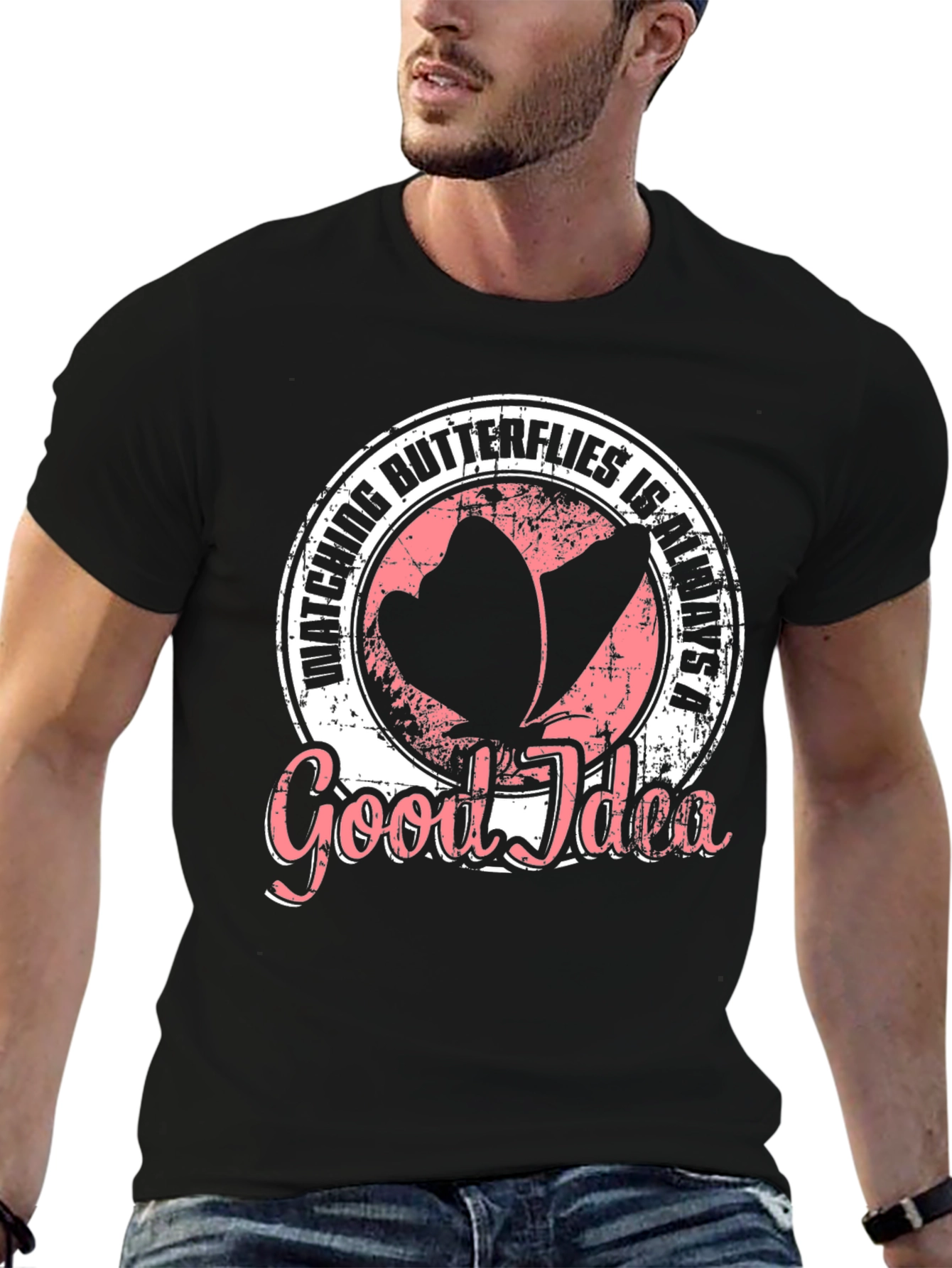 Black Butterfly Watching Graphic Tee - A Good Idea! view 6