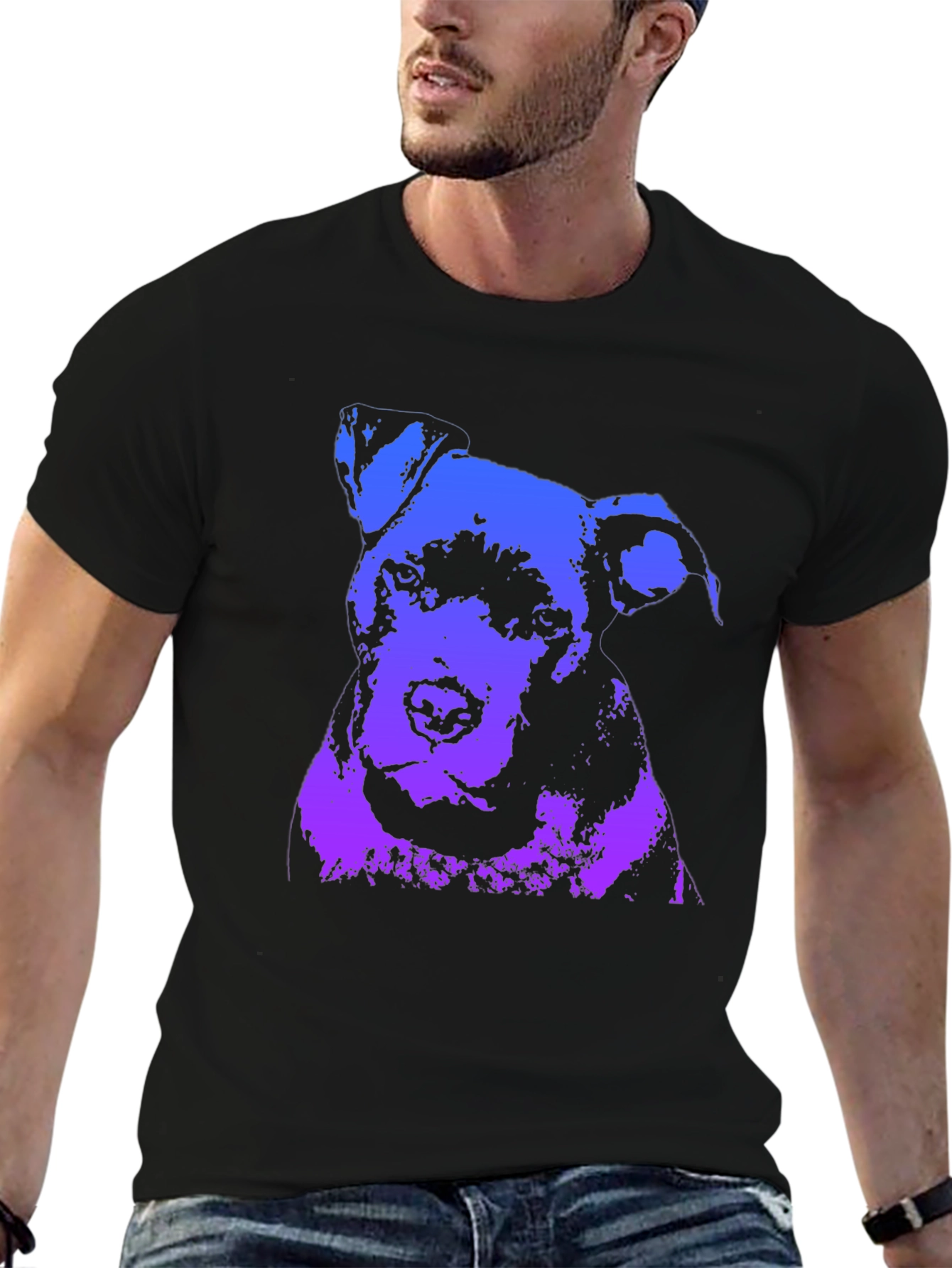 Black Dog Graphic Print Crew Neck T-Shirt view 6