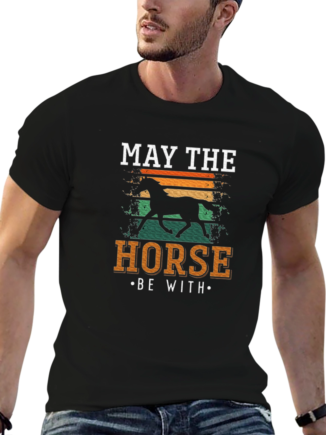 Black May The Horse Be With You Black Graphic Tee view 6