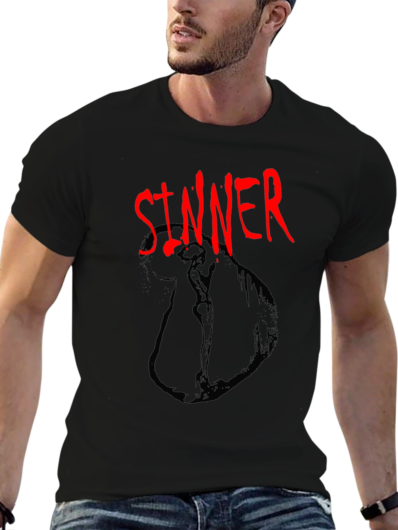 Black Sinner Graphic Tee - Dark Humor Fashion view 6