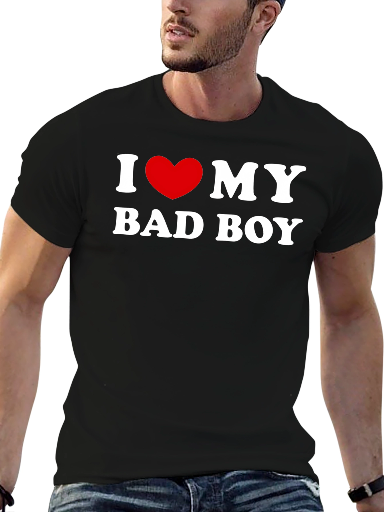 Black I Love My Bad Boy T-Shirt - Black Graphic Tee view 6