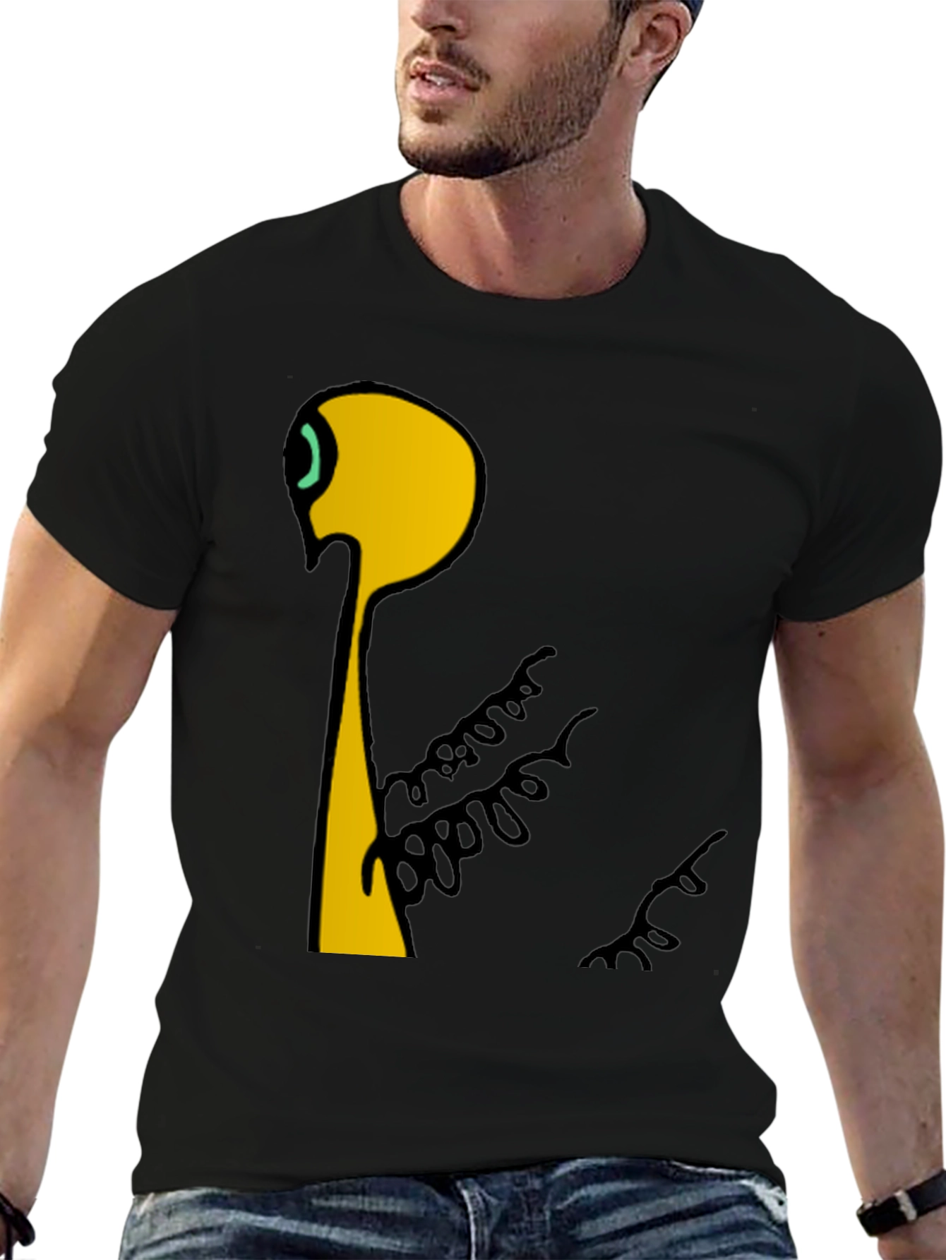 Black Abstract Graphic Print Crew Neck T-Shirt view 6