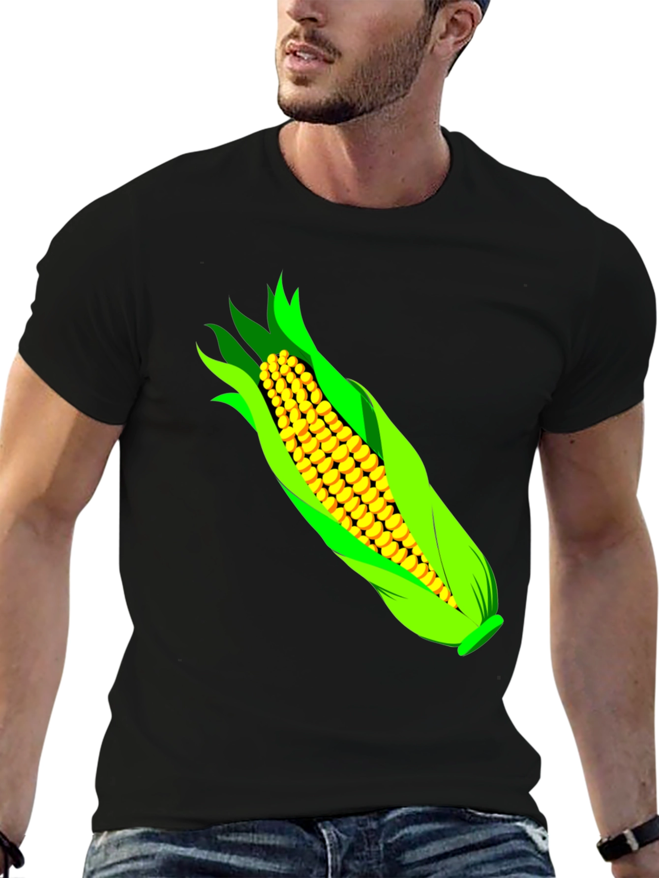 Black Corn Graphic T-Shirt - Black Cotton Tee view 6