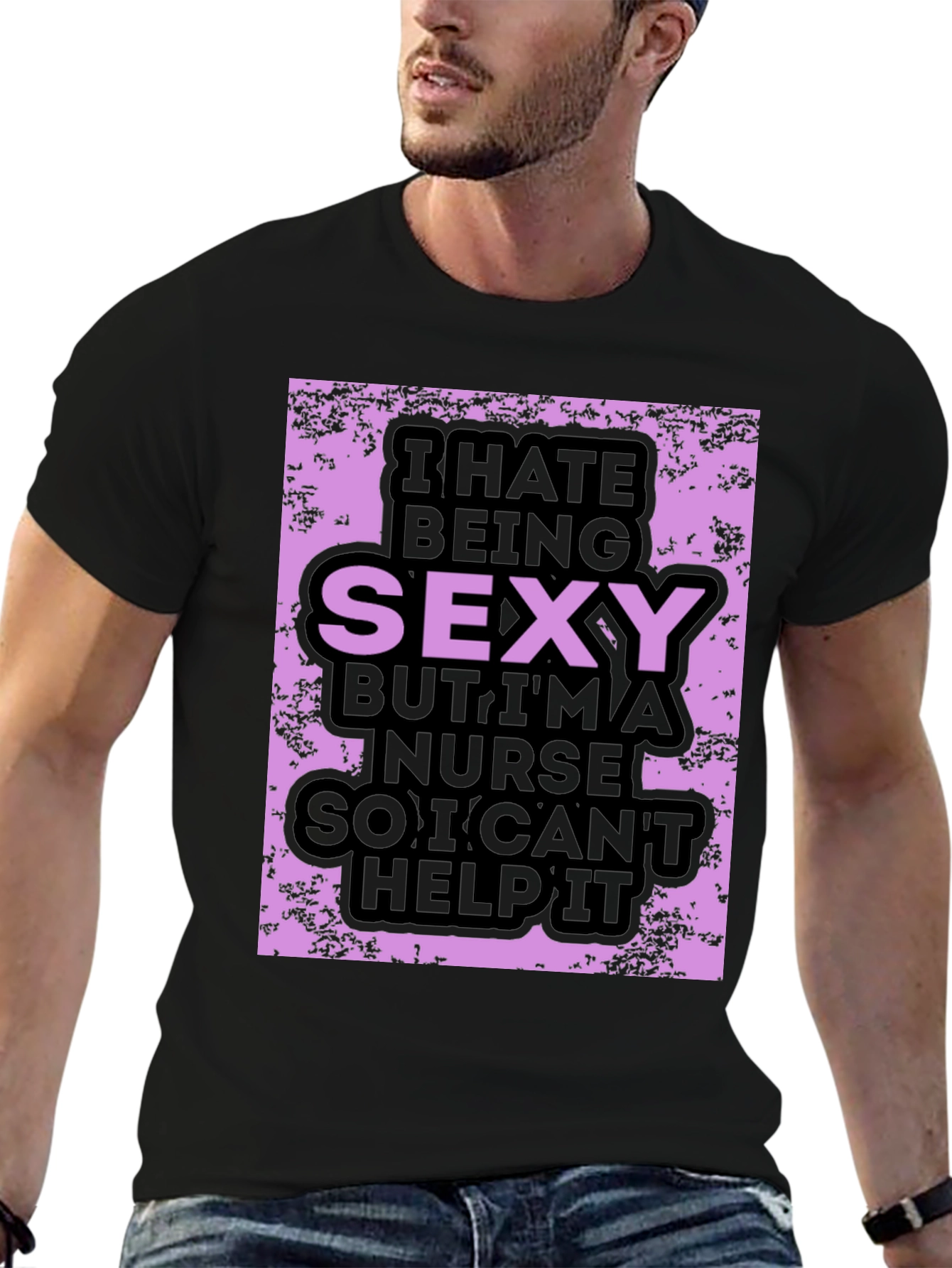 Black Funny Nurse T-Shirt: I Hate Being Sexy view 6