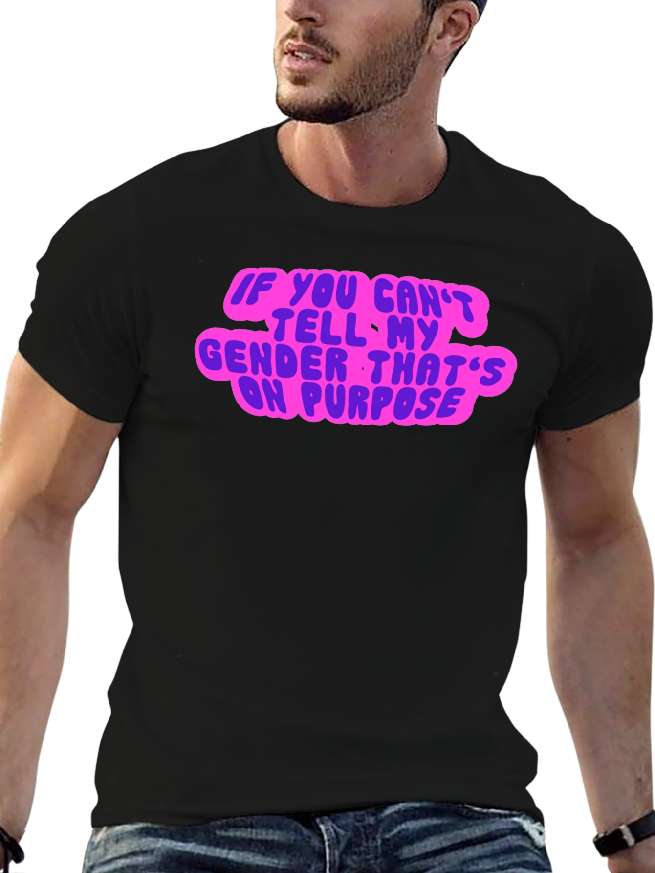 Black Gender Neutral Statement Tee - Black view 6