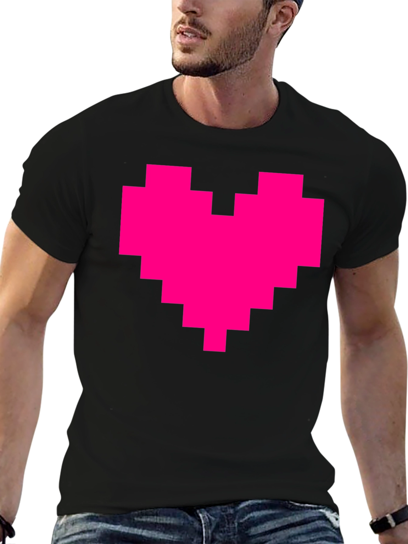 Black Pixel Heart Graphic Tee - Black T-Shirt view 6