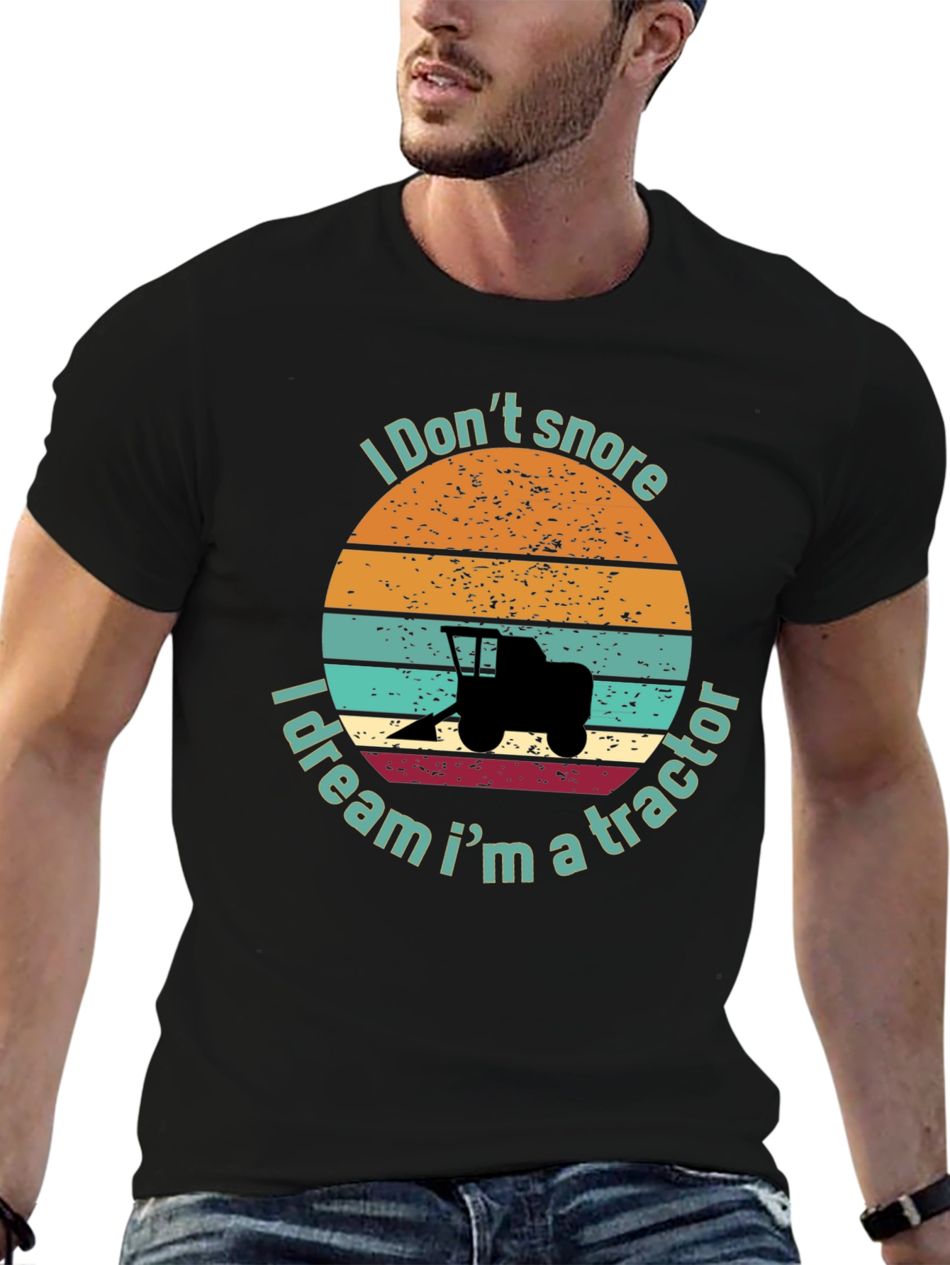 Black I Don't Snore I Dream I'm A Tractor T-Shirt view 6