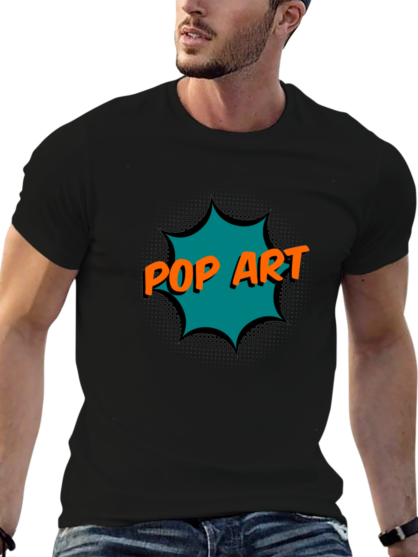 Black Pop Art Graphic Black T-Shirt view 6