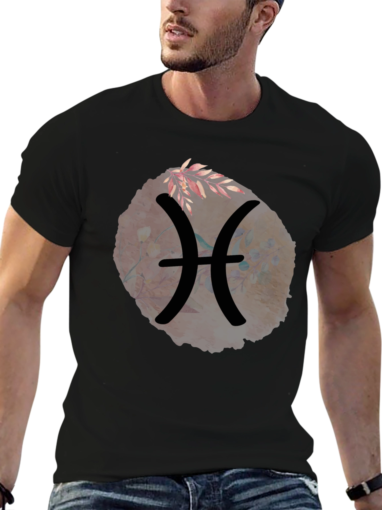Black Pisces Zodiac Sign Graphic T-Shirt view 6