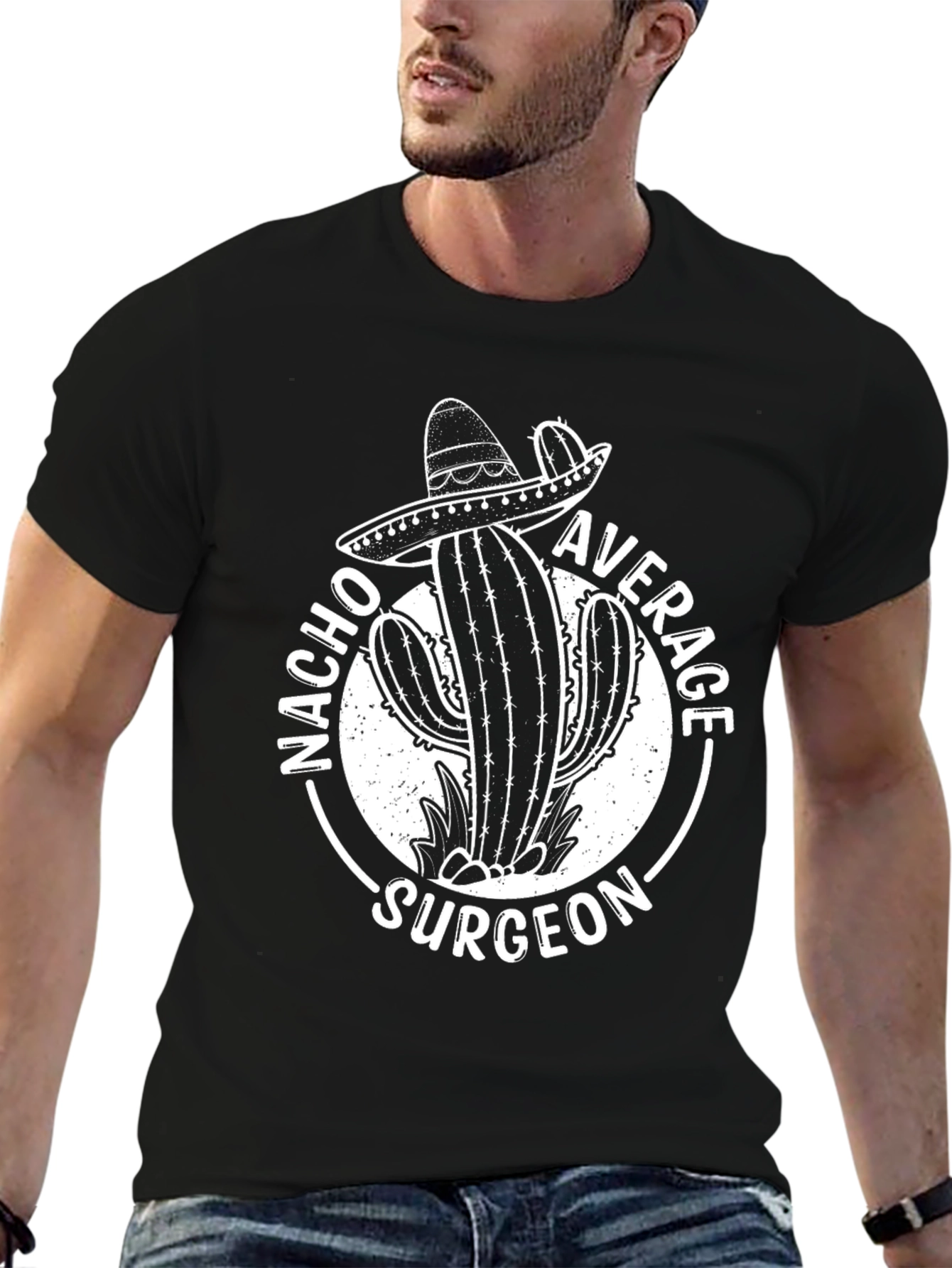 Black Nacho Average Surgeon Cactus Graphic Tee view 6