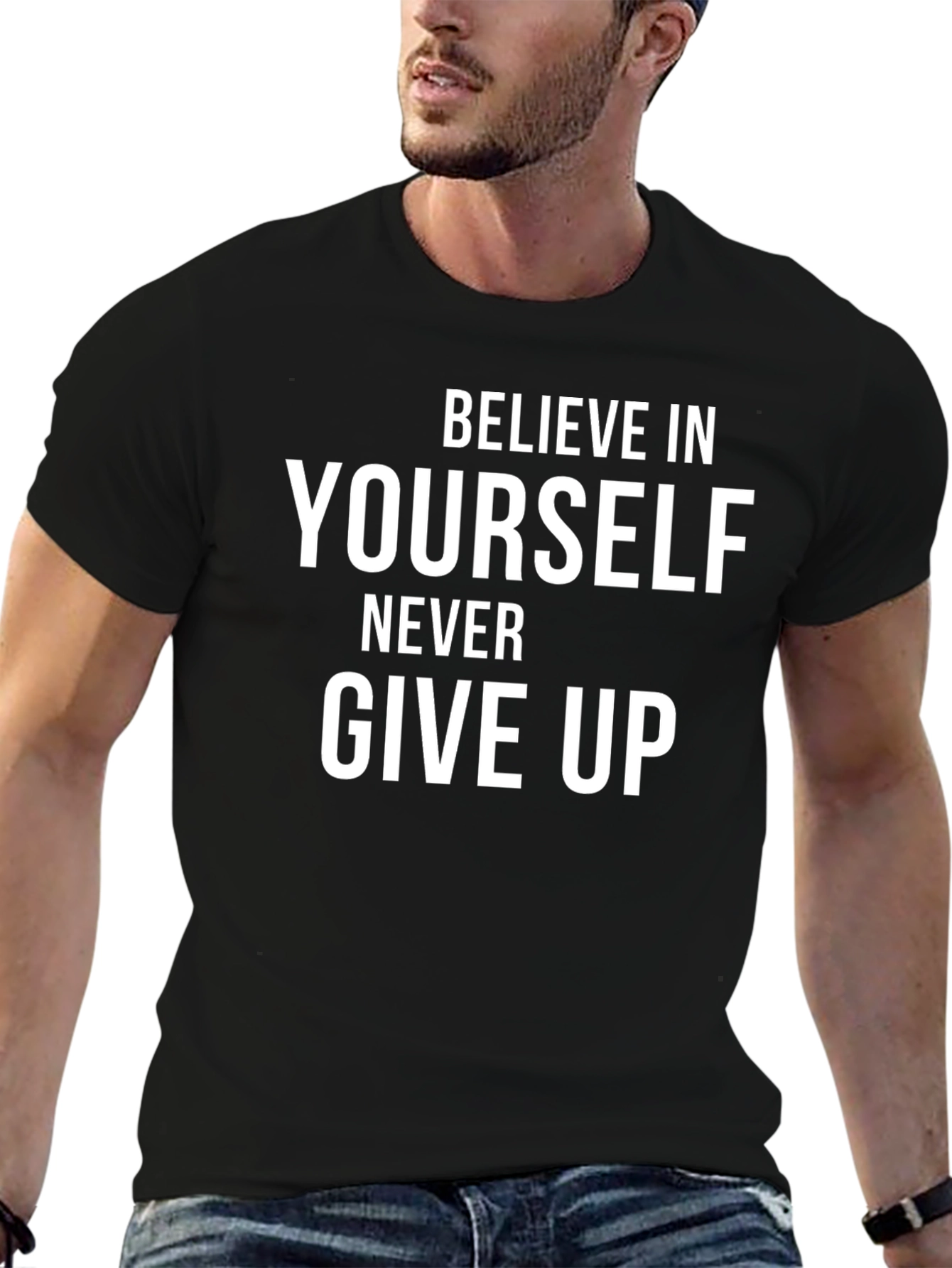 Black Believe In Yourself Black Graphic Tee view 6