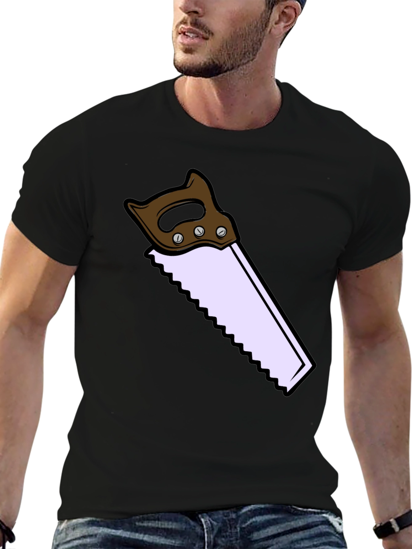 Black Novelty Saw Graphic T-Shirt - Black view 6