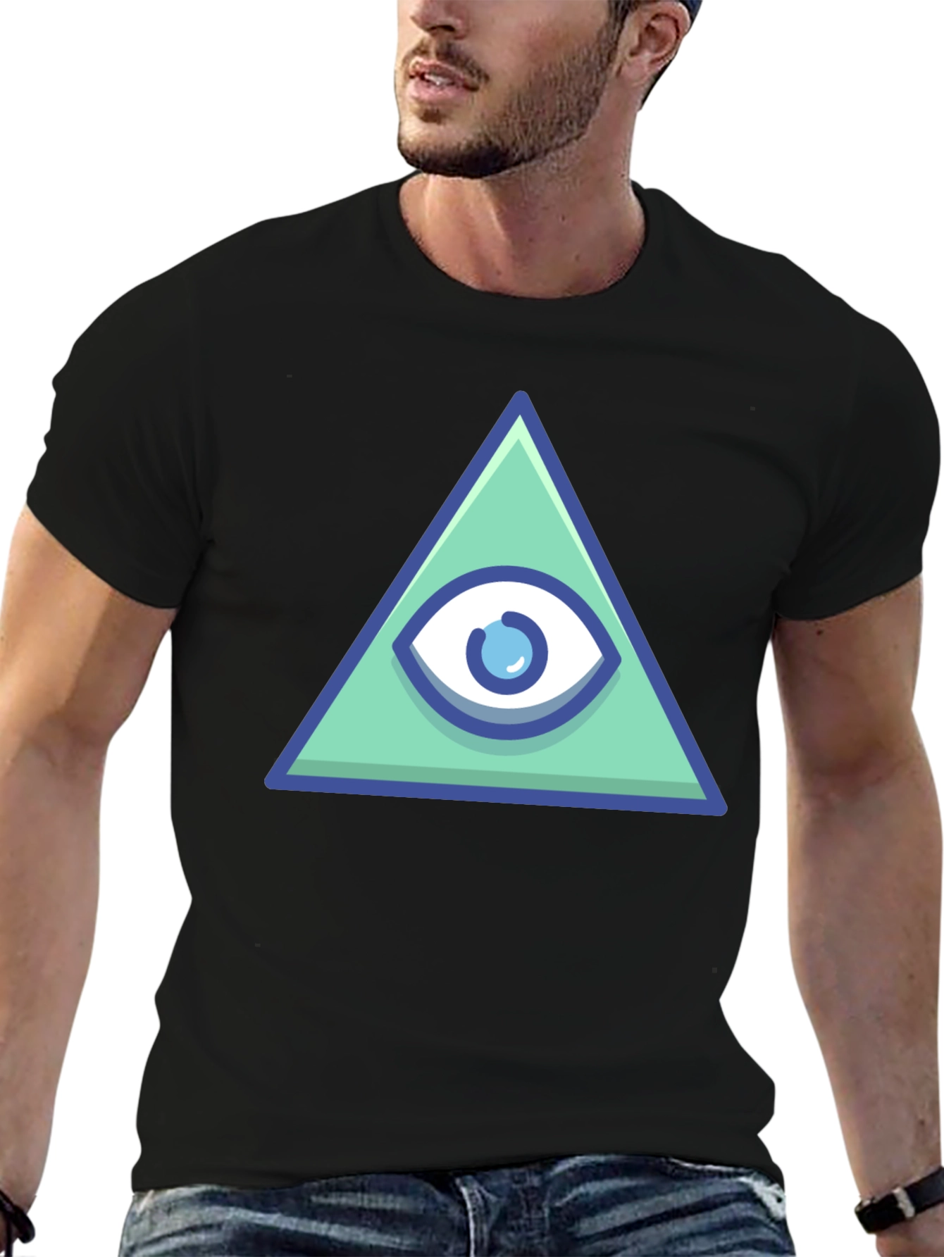Black All Seeing Eye Pyramid Graphic Tee - Black view 6