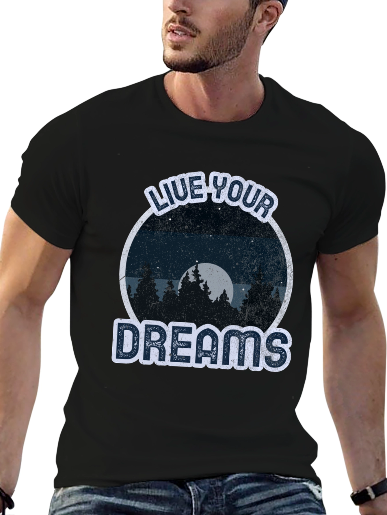 Black Live Your Dreams Graphic Tee -  Nature Lover T-Shirt view 6