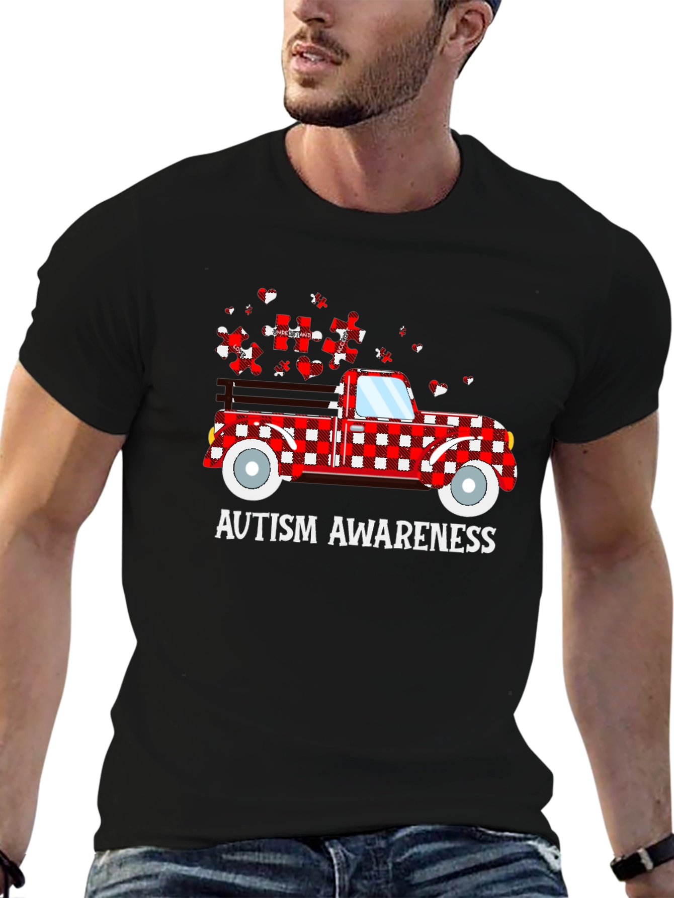 Black Autism Awareness Truck T-Shirt view 6