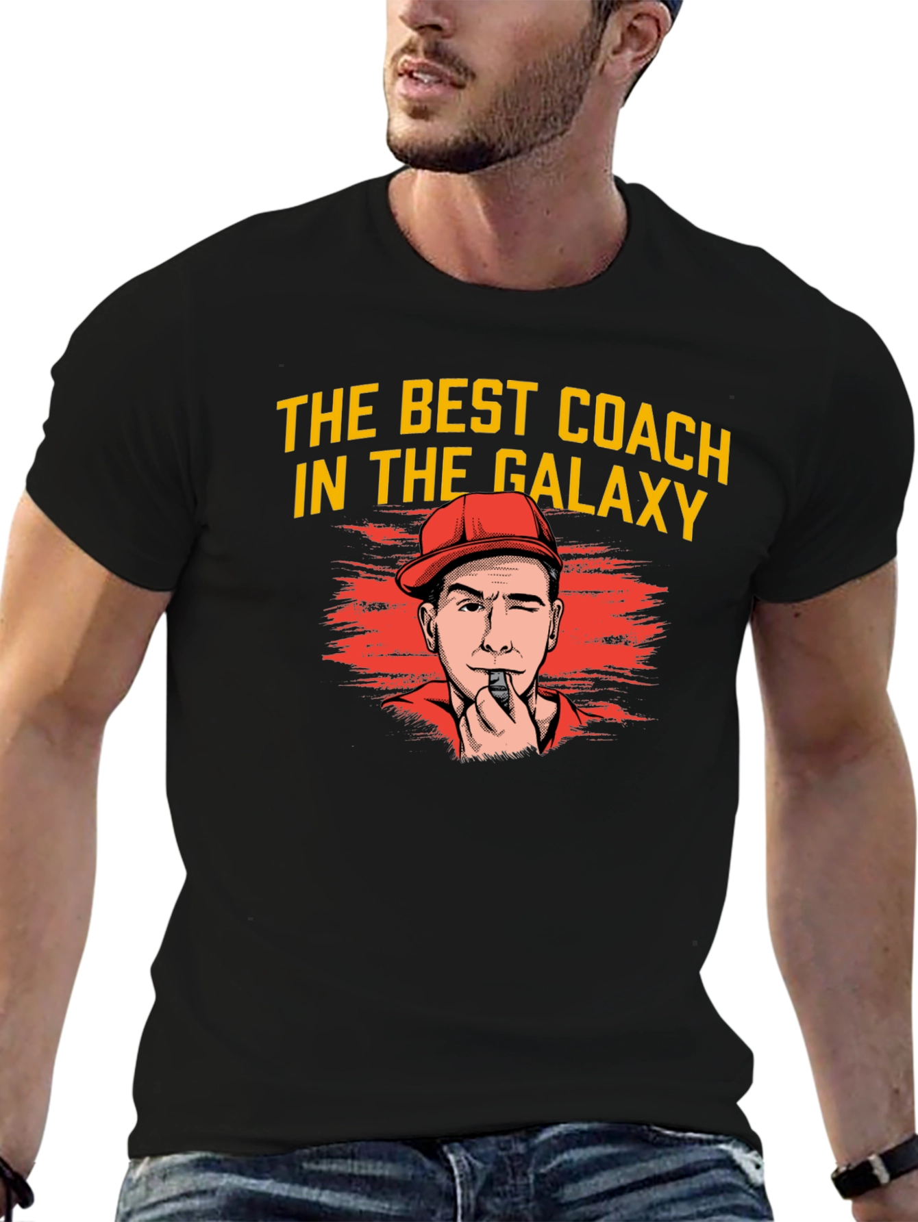Black Best Coach in the Galaxy Graphic Tee view 6