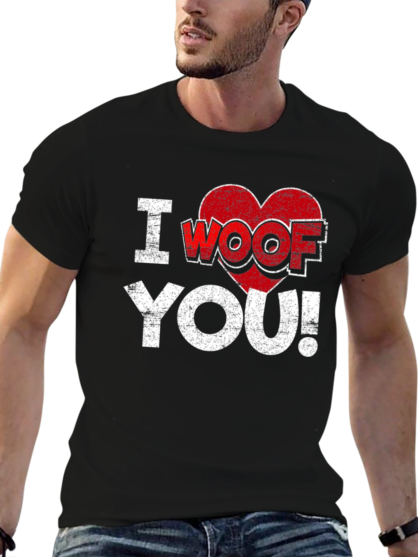 Black I Woof You T-Shirt - Funny Dog Lover Tee view 6