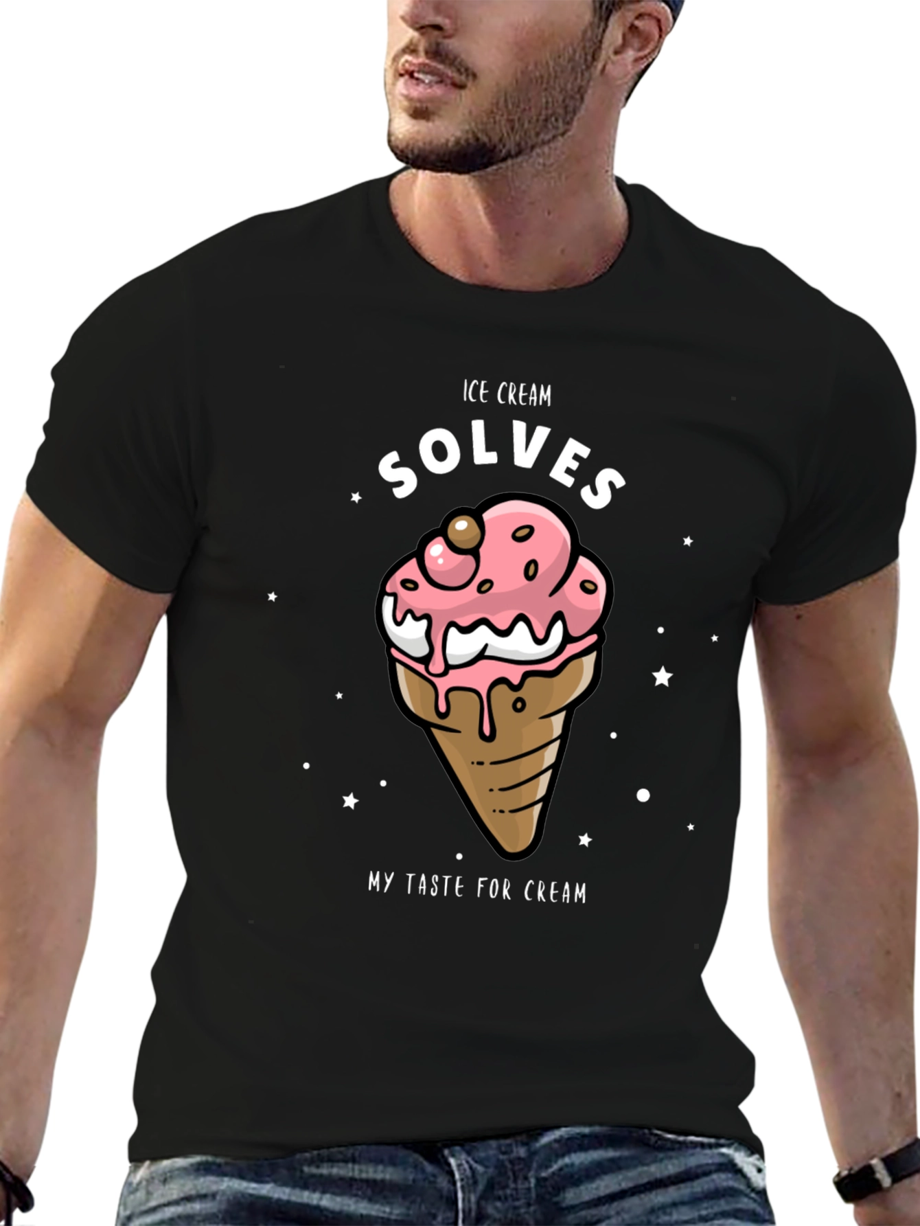 Black Ice Cream Solves Taste T-Shirt view 6