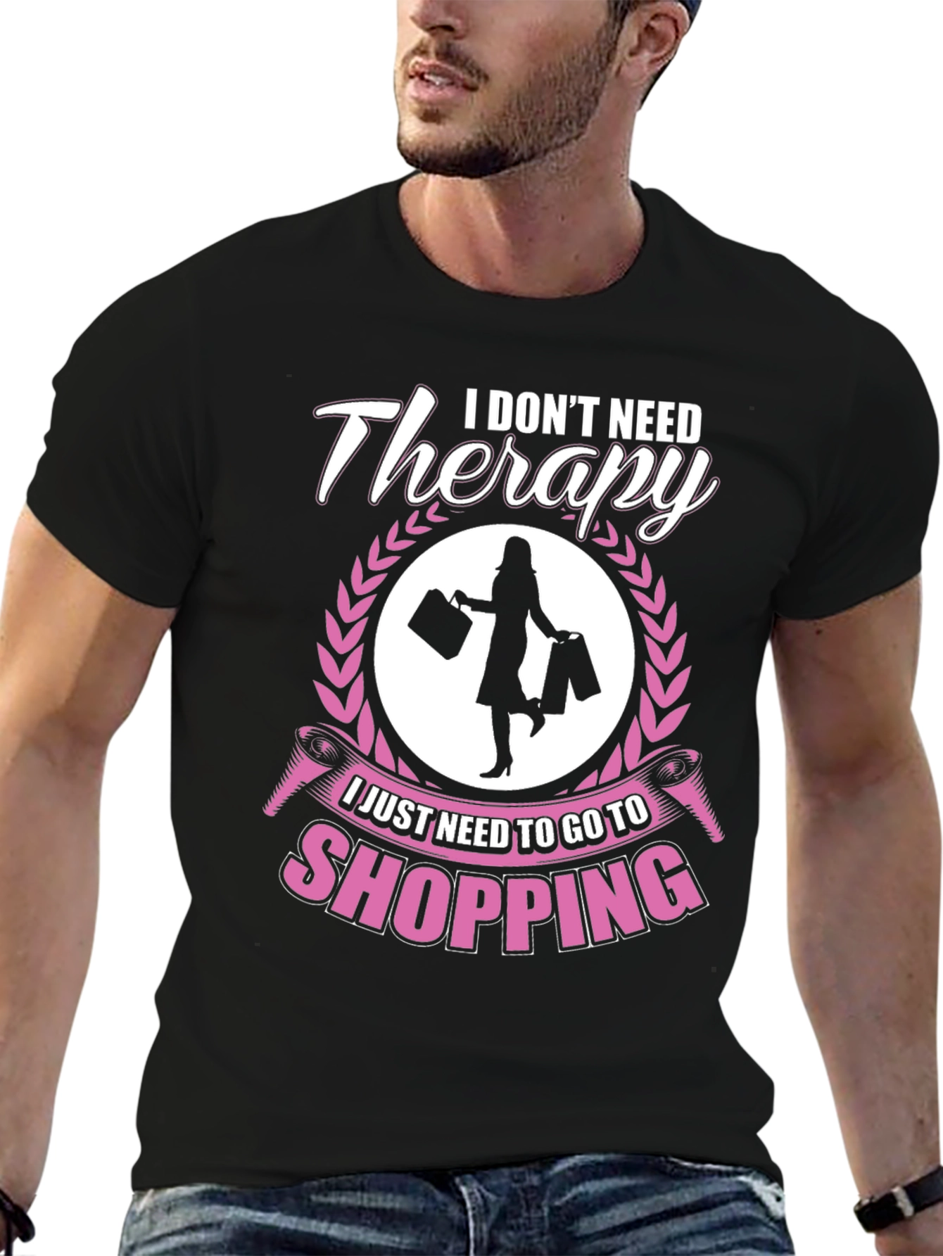 Black Shopping Therapy Tee view 6