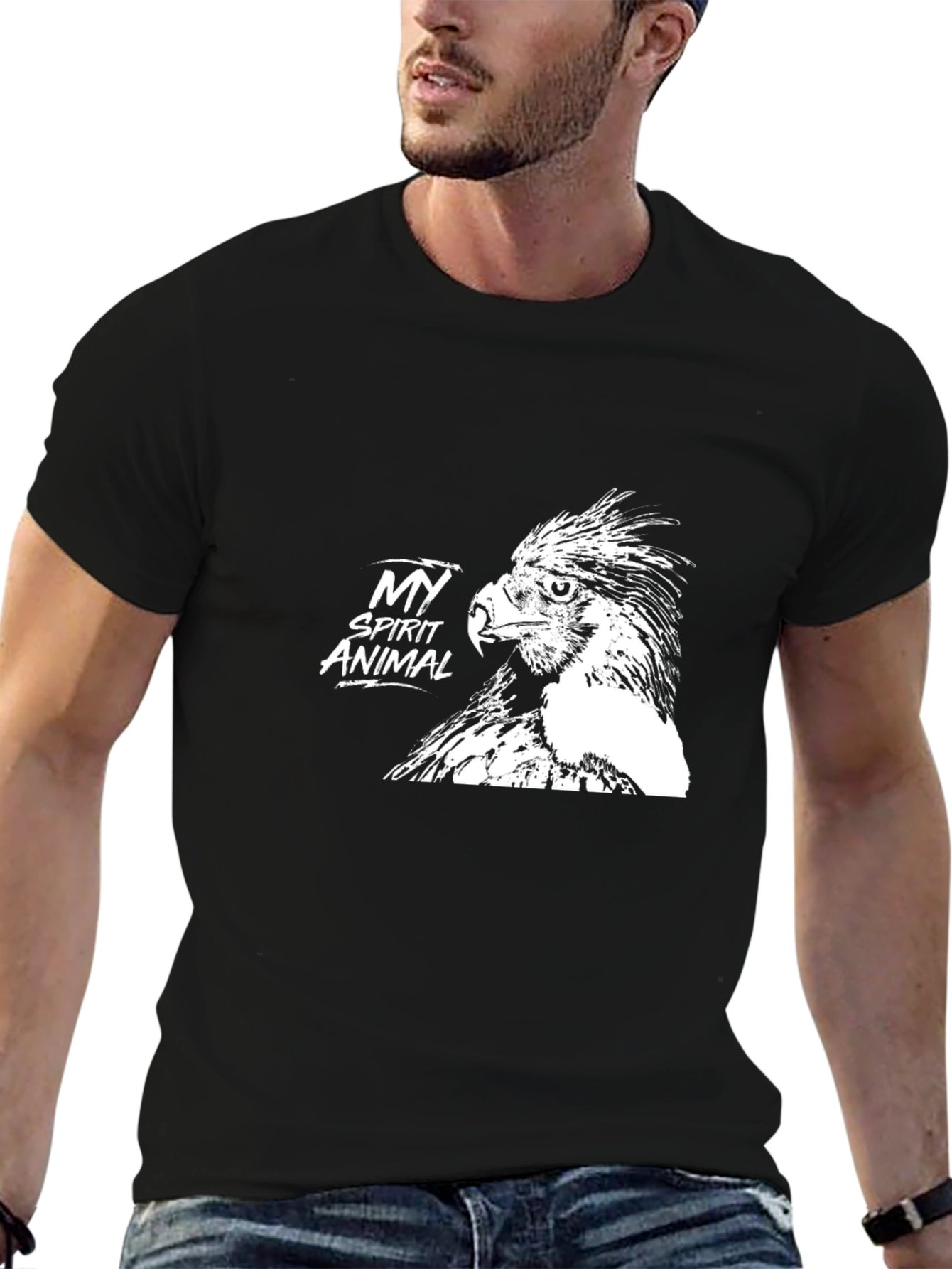Black My Spirit Animal Eagle Black T-Shirt view 6