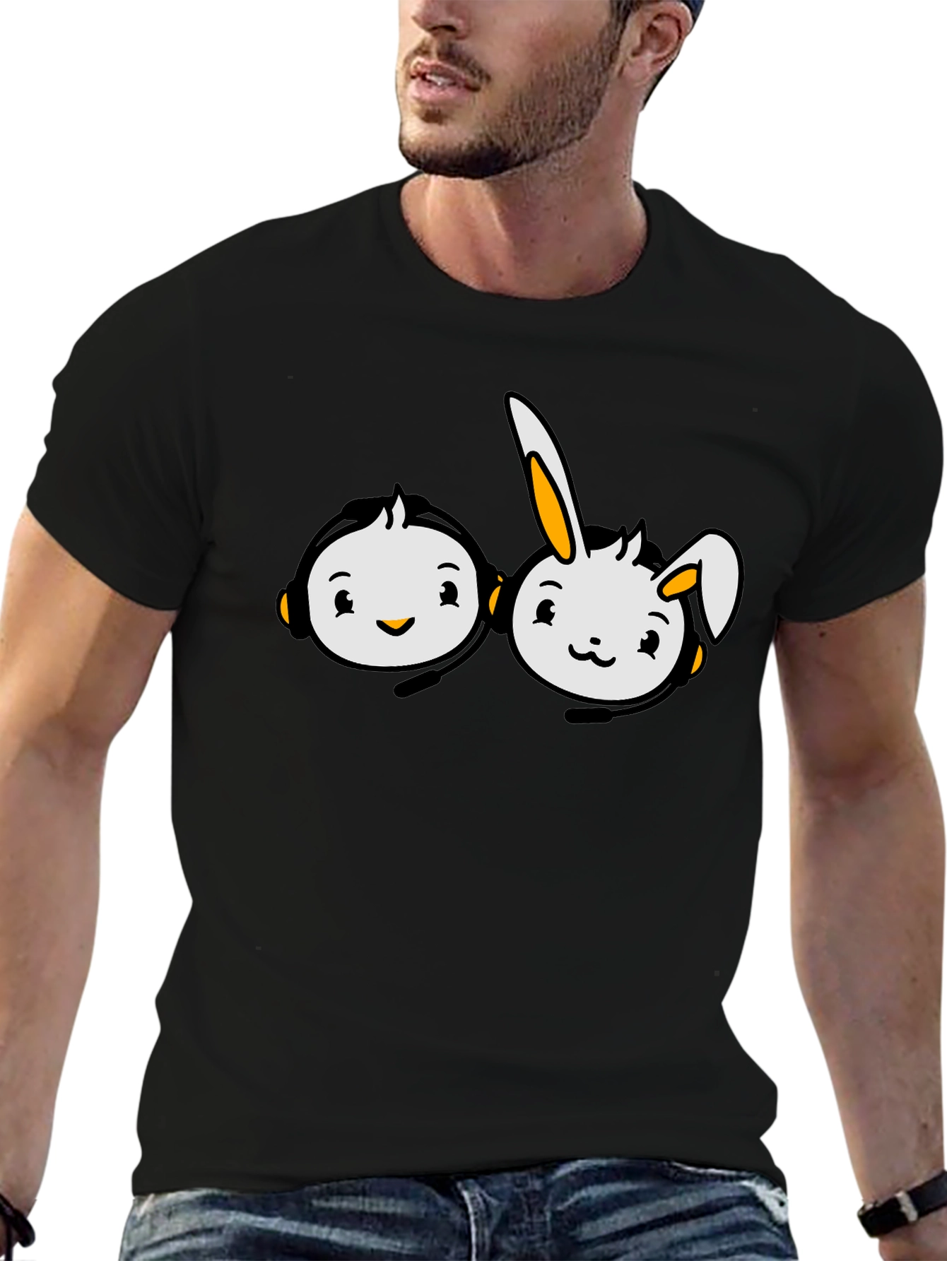 Cute Cartoon Character Graphic T-Shirt - 6