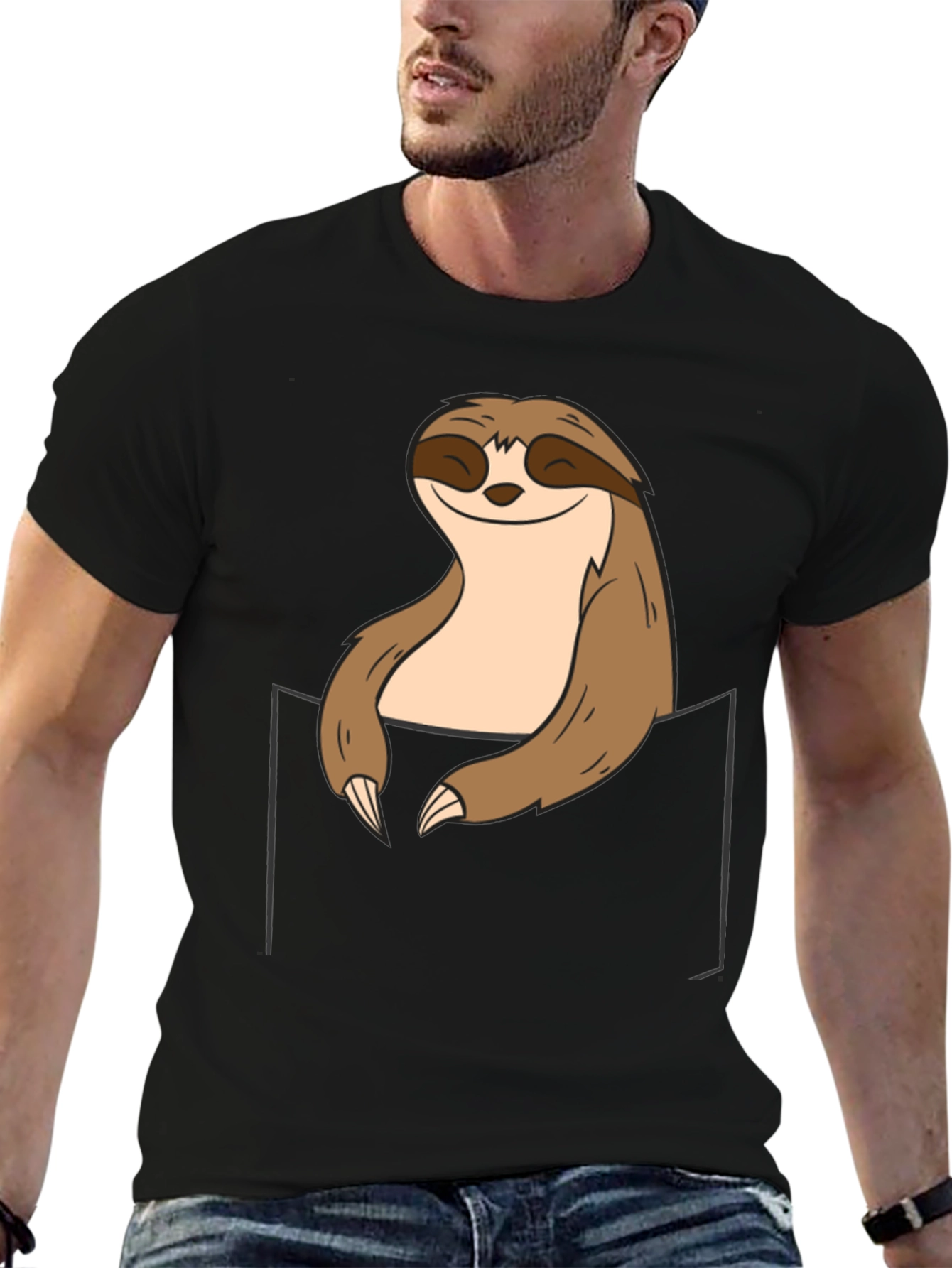 Black Sloth Pocket Graphic Tee - Relaxed Comfort view 6