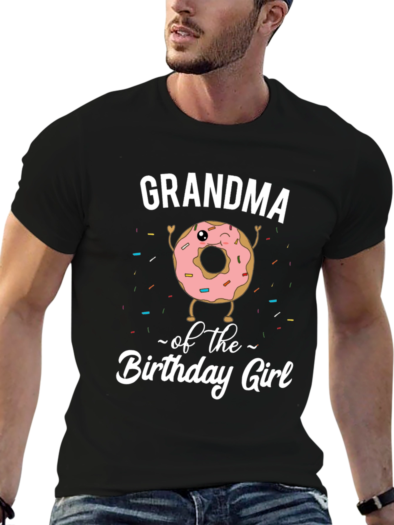 Black Grandma Birthday Girl Donut T-Shirt view 6
