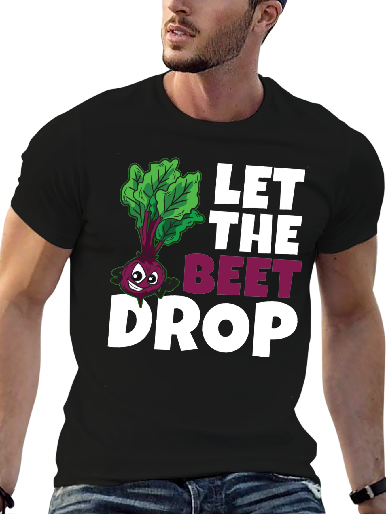 Black Let The Beet Drop Funny Graphic T-Shirt view 6