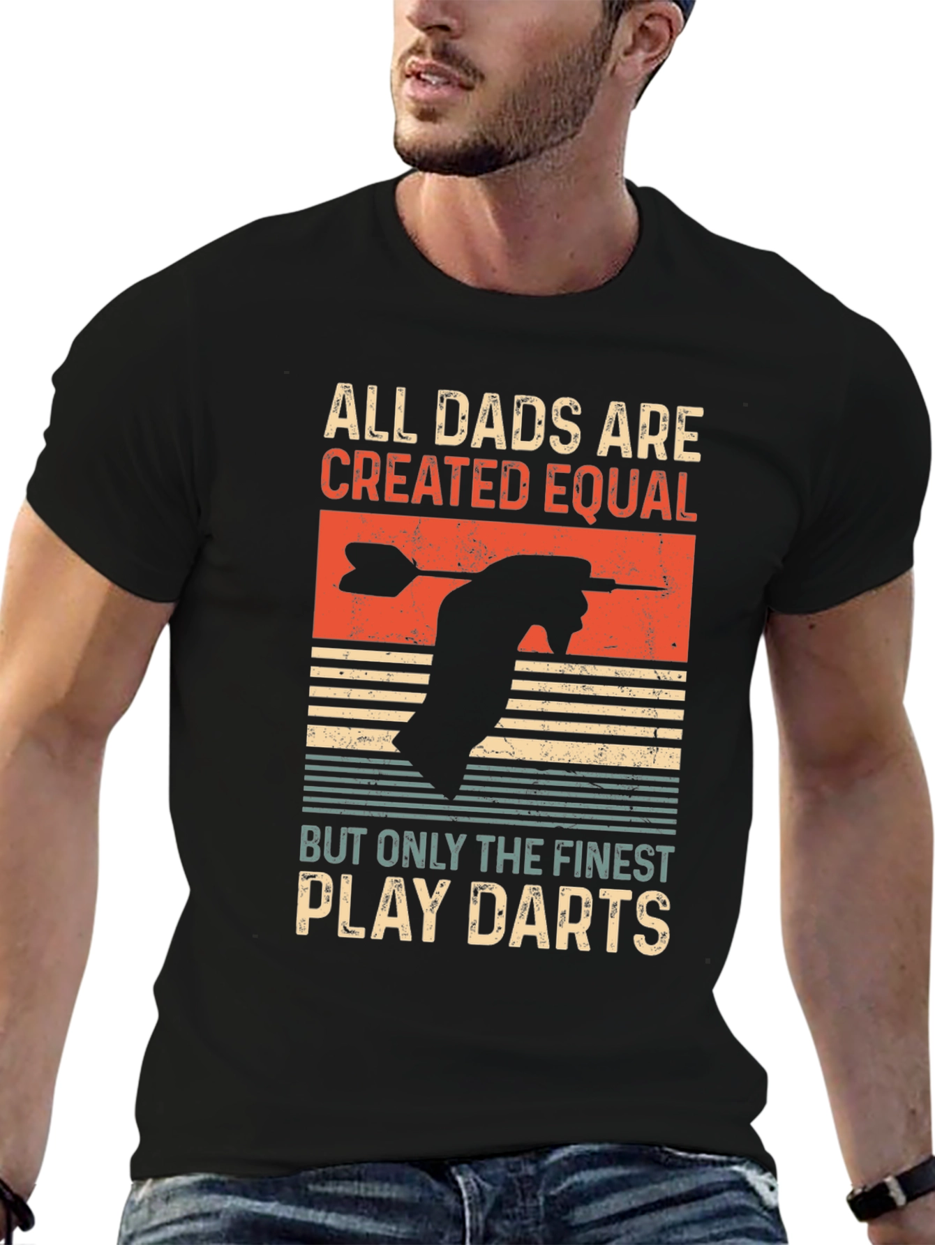 Black All Dads Are Created Equal Darts T-Shirt view 6