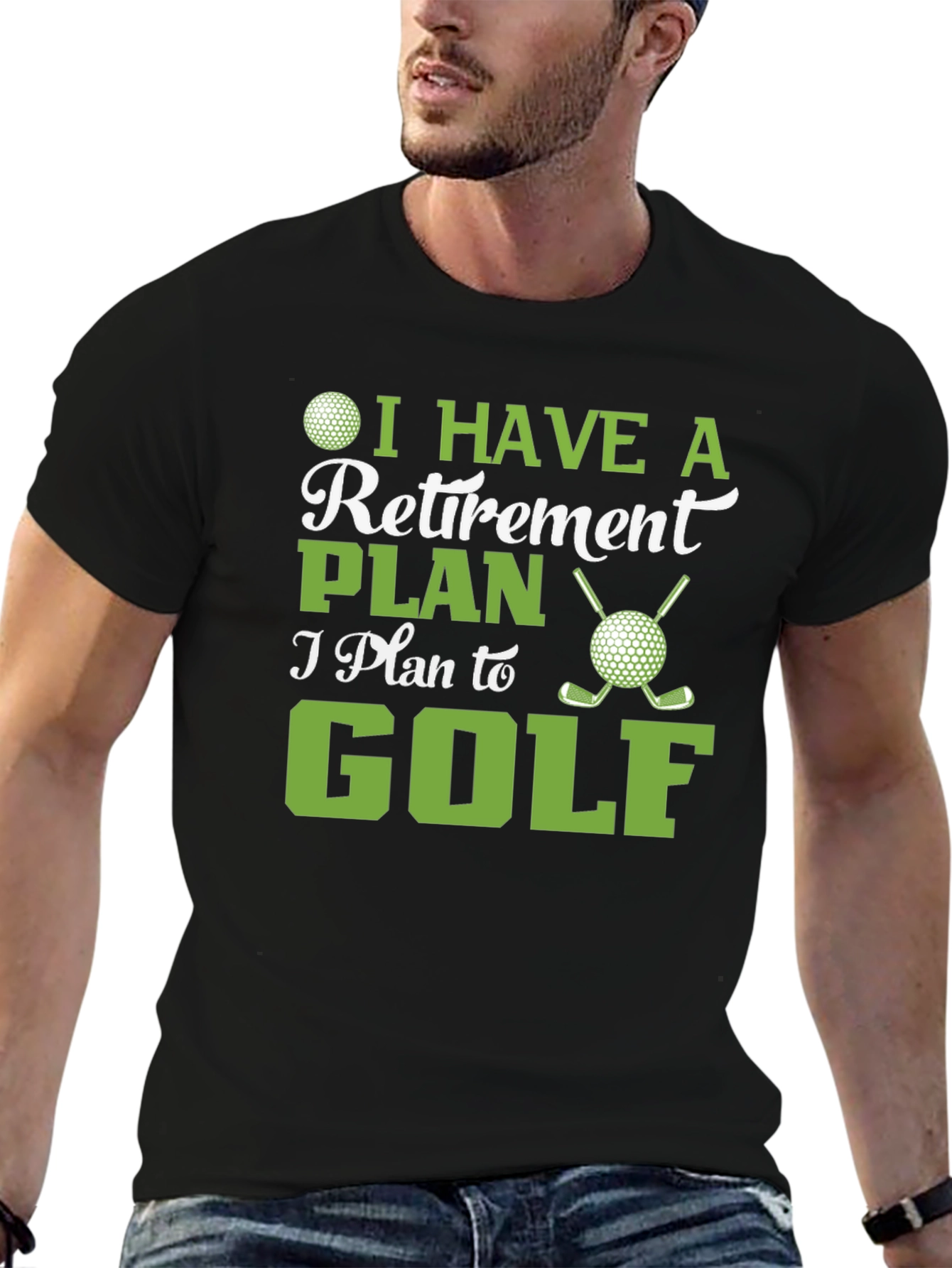 Black Retirement Plan Golf T-Shirt view 6