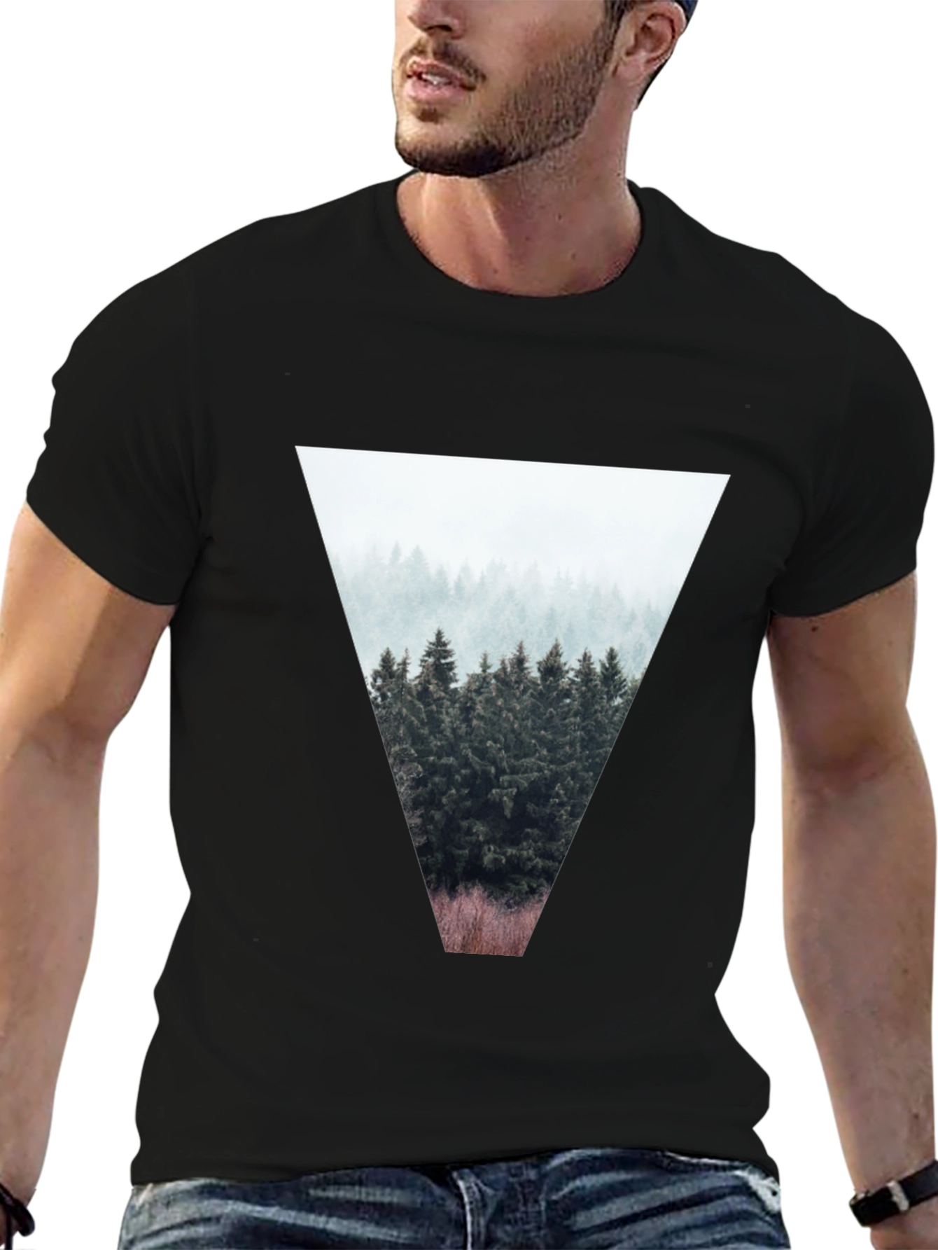 Black Nature Triangle Graphic T-Shirt - Black view 6