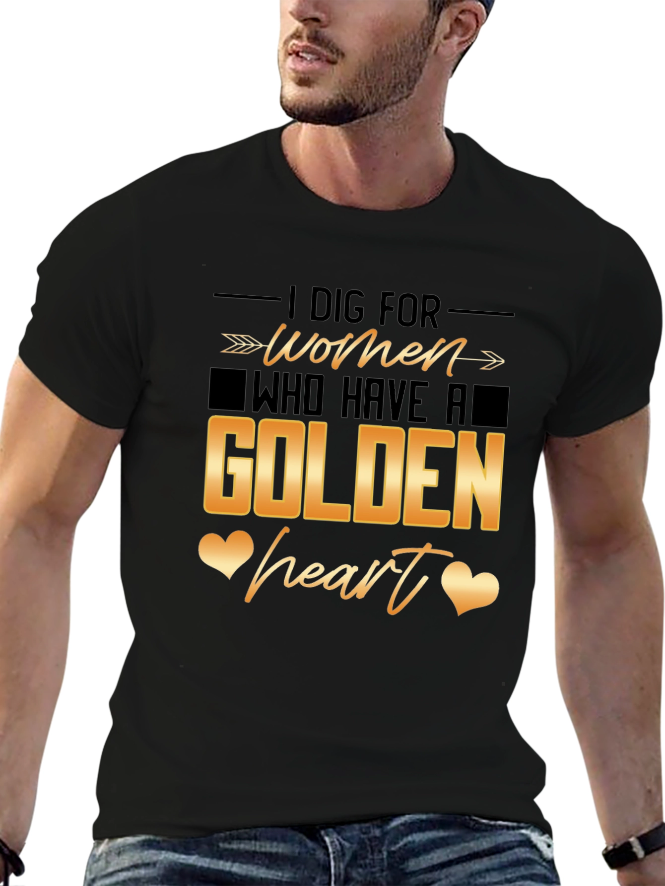 Black Golden Heart Women's Tee view 6