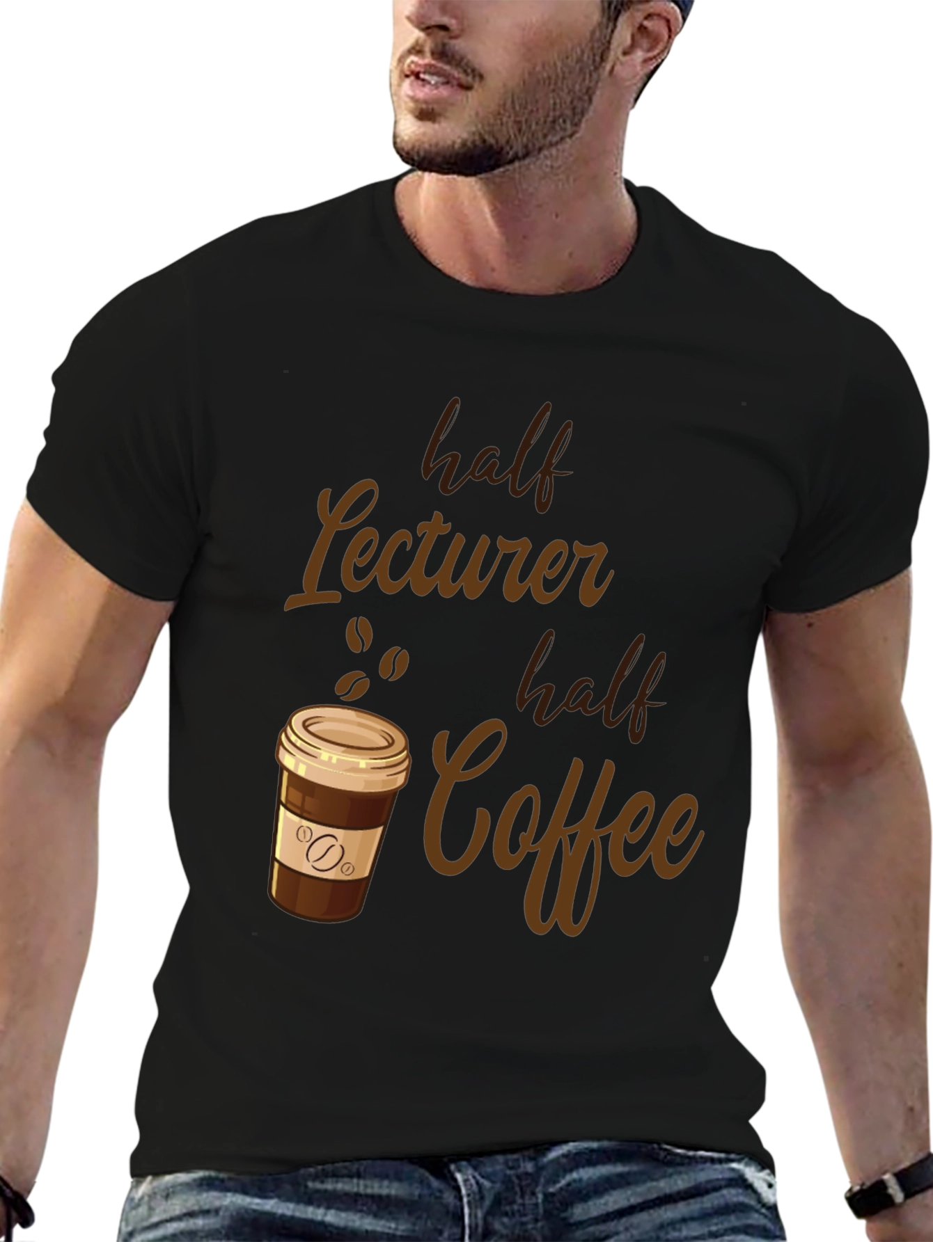Black Half Lecturer, Half Coffee Funny T-Shirt view 6