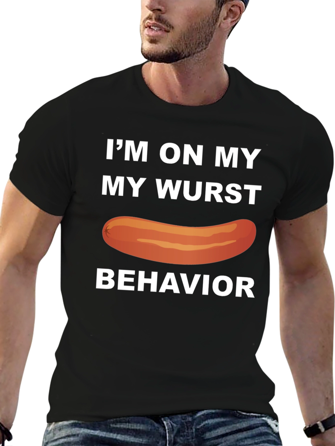 Black Wurst Behavior T-Shirt Funny Sausage Tee view 6