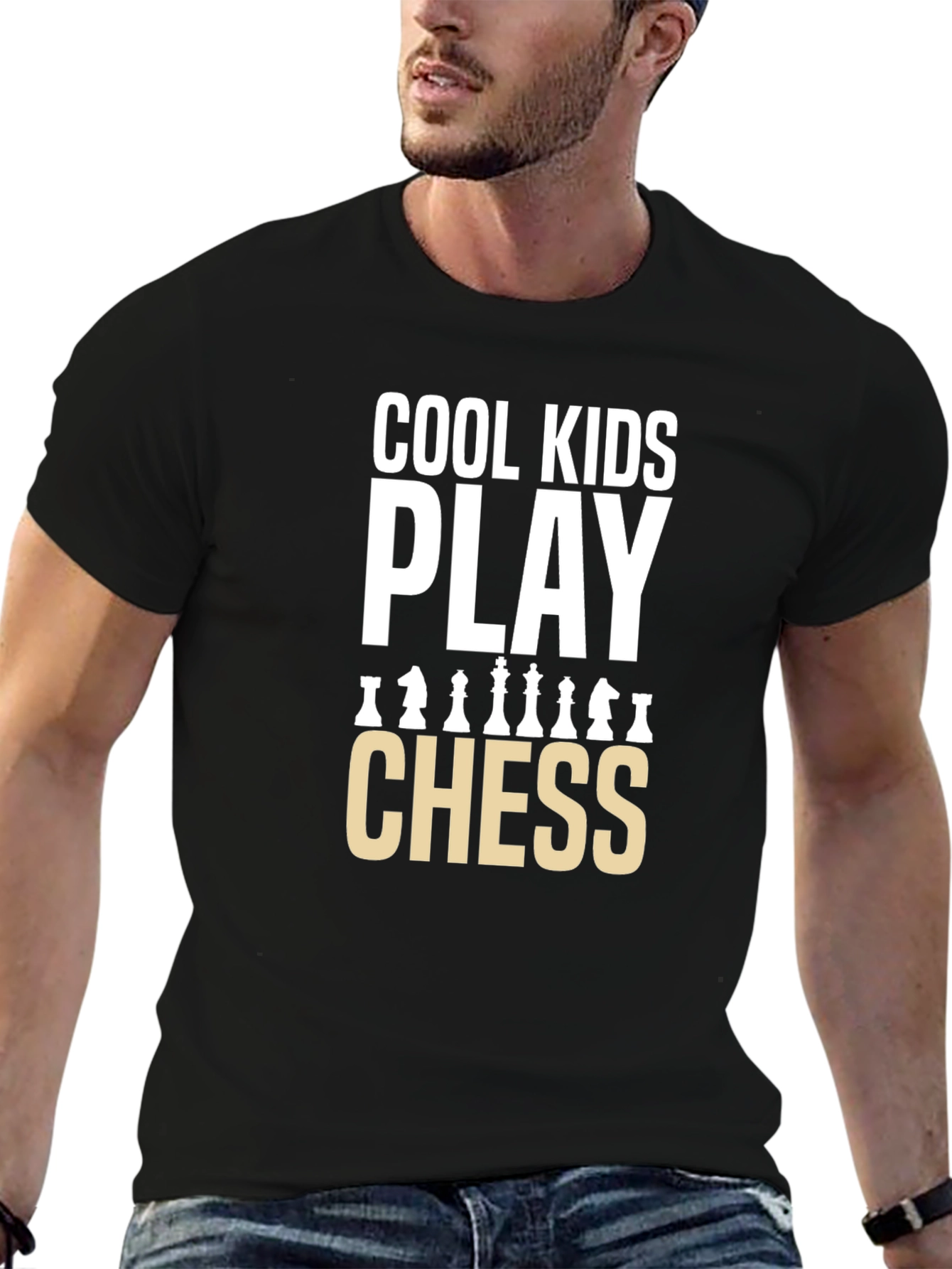 Black Cool Kids Play Chess Graphic T-Shirt view 6