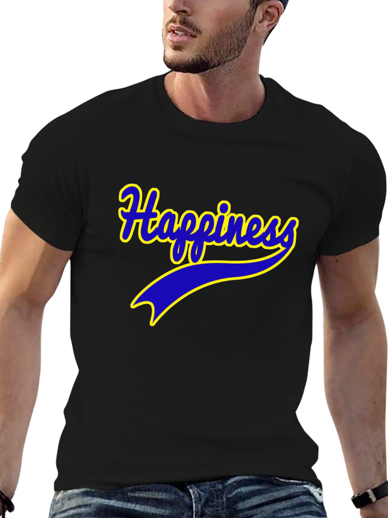 Black Happiness Graphic Tee - Black Comfort Fit view 6