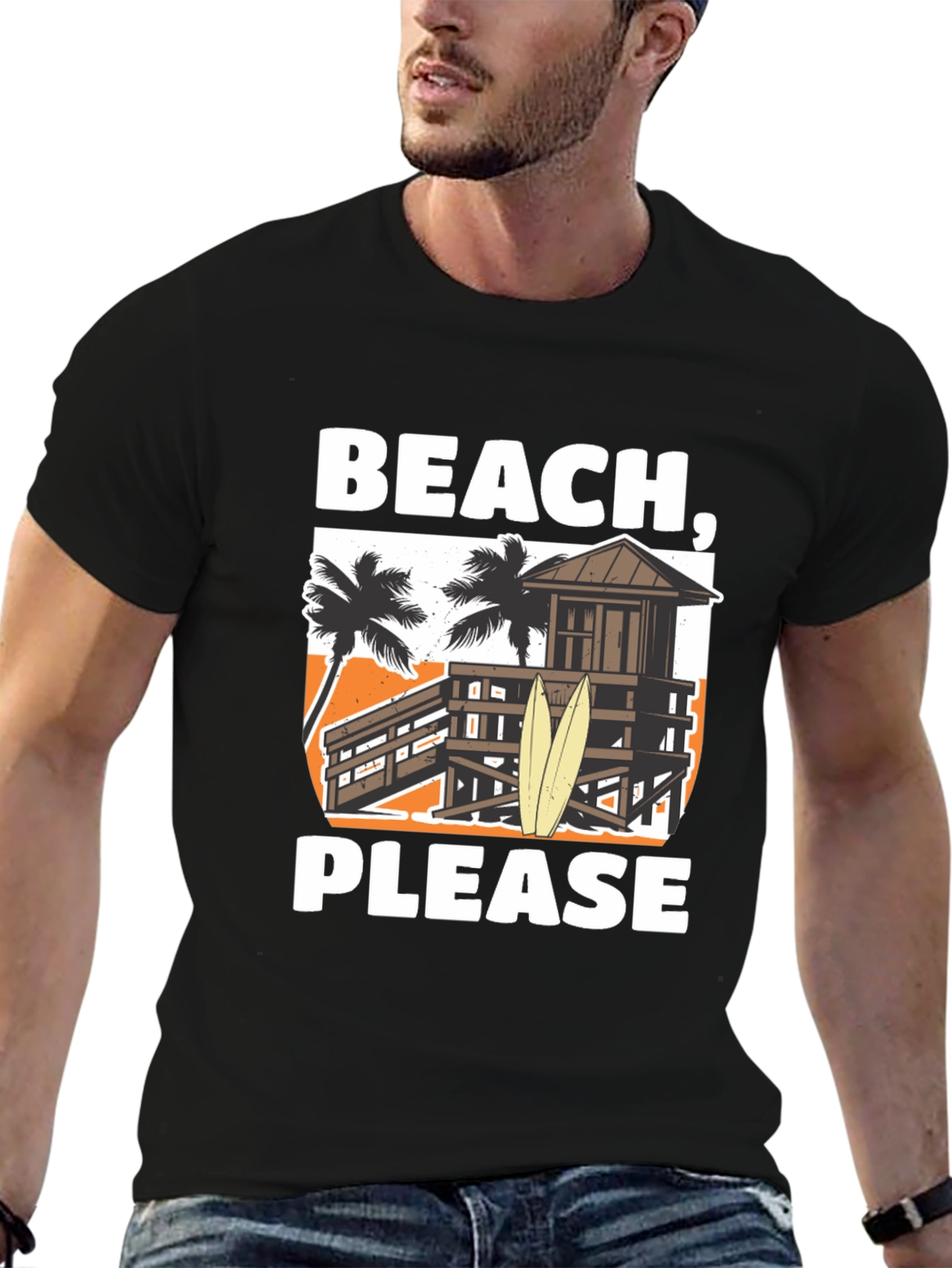 Black Beach, Please T-Shirt - Summer Vacation Apparel view 6