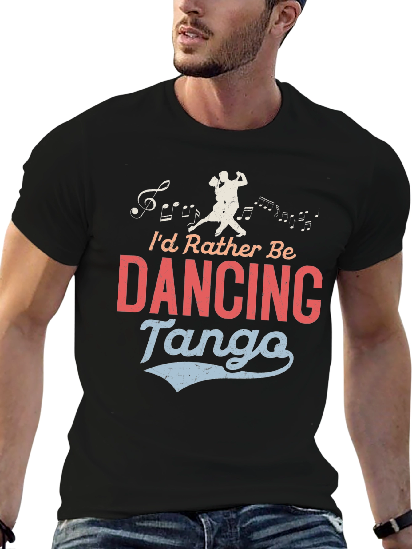 Black Dancing Tango Graphic Tee - Black Crew Neck view 6