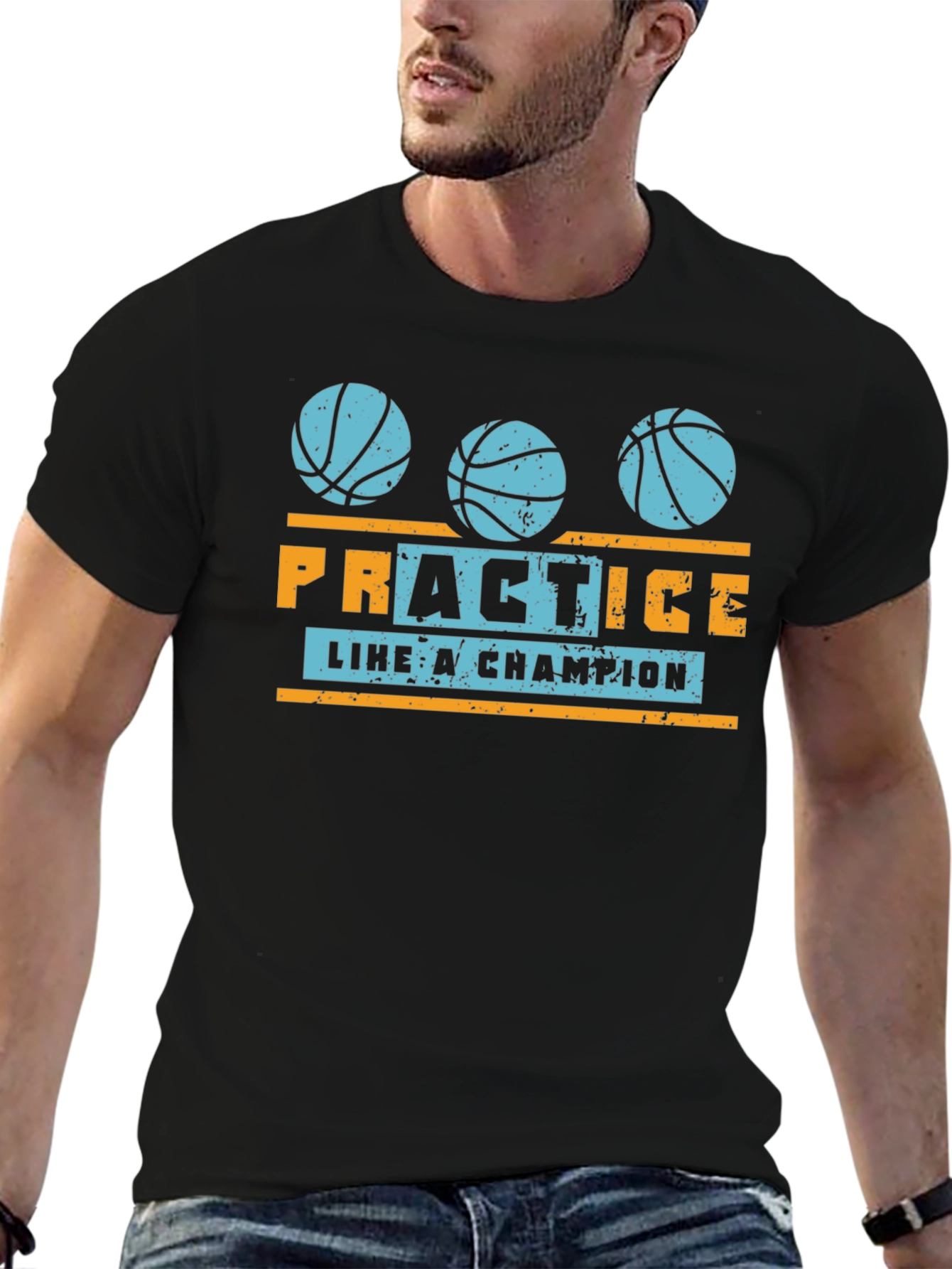 Black Basketball Practice Like a Champion Graphic T-Shirt view 6