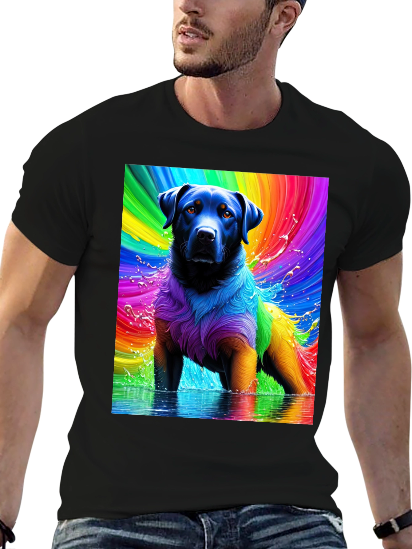 Rainbow Dog T-Shirt - Vivid Pet Art Tee - 6