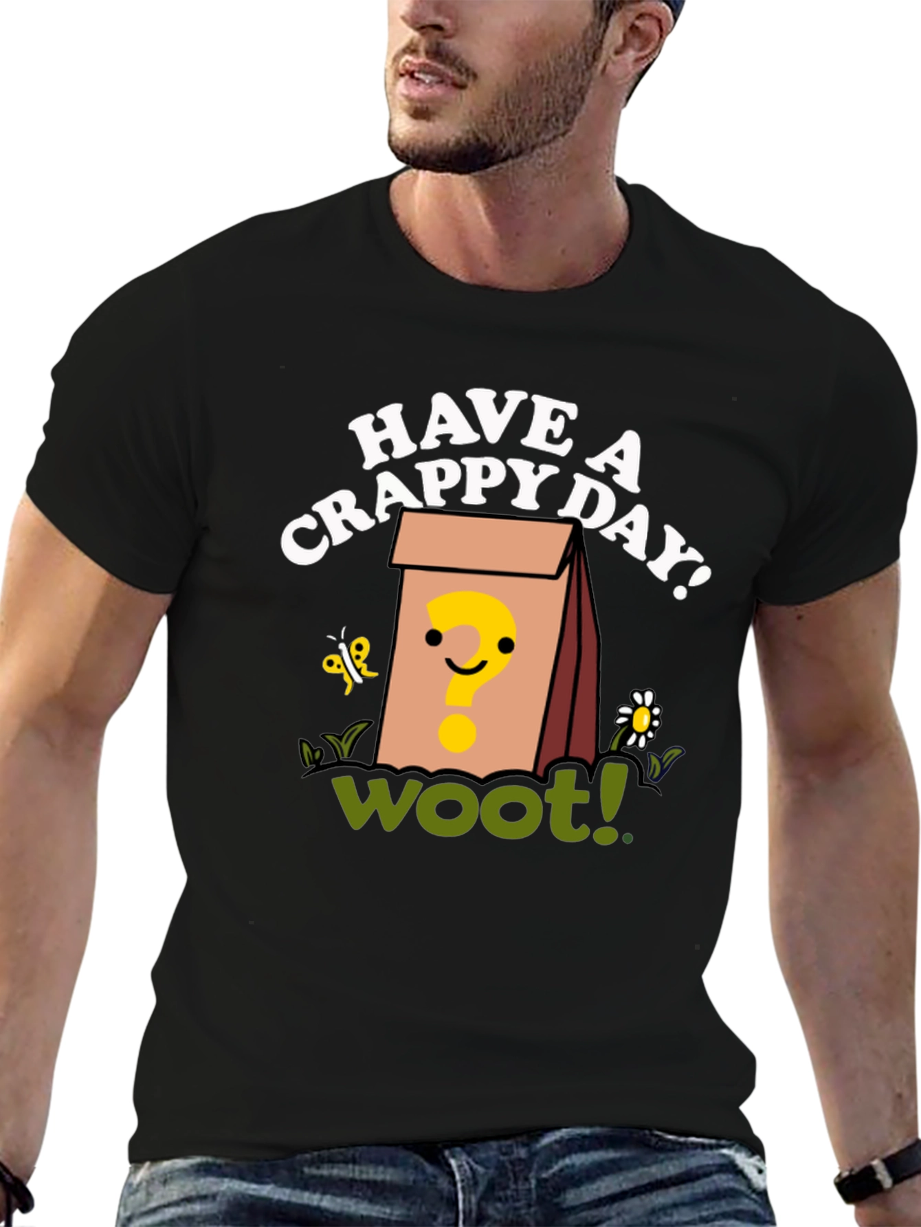 Black Have A Crappy Day T-Shirt - Woot Mystery Bag Graphic Tee view 6